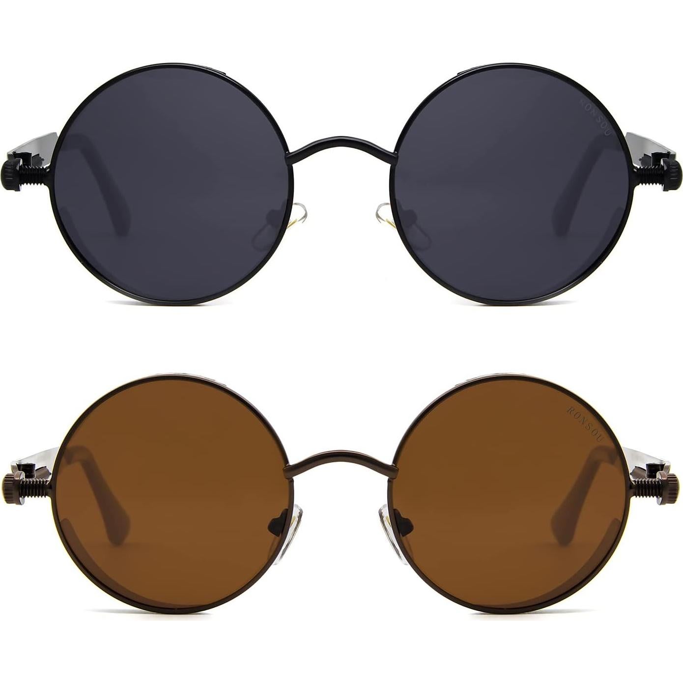 Gafas de sol redondas RONSOU estilo steampunk polarizadas