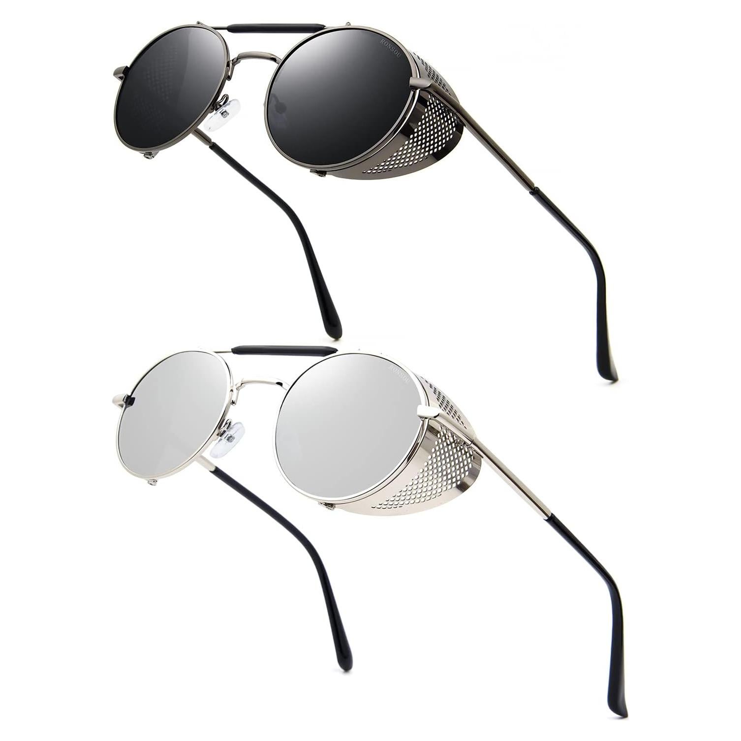 Gafas de sol redondas RONSOU estilo steampunk UV400