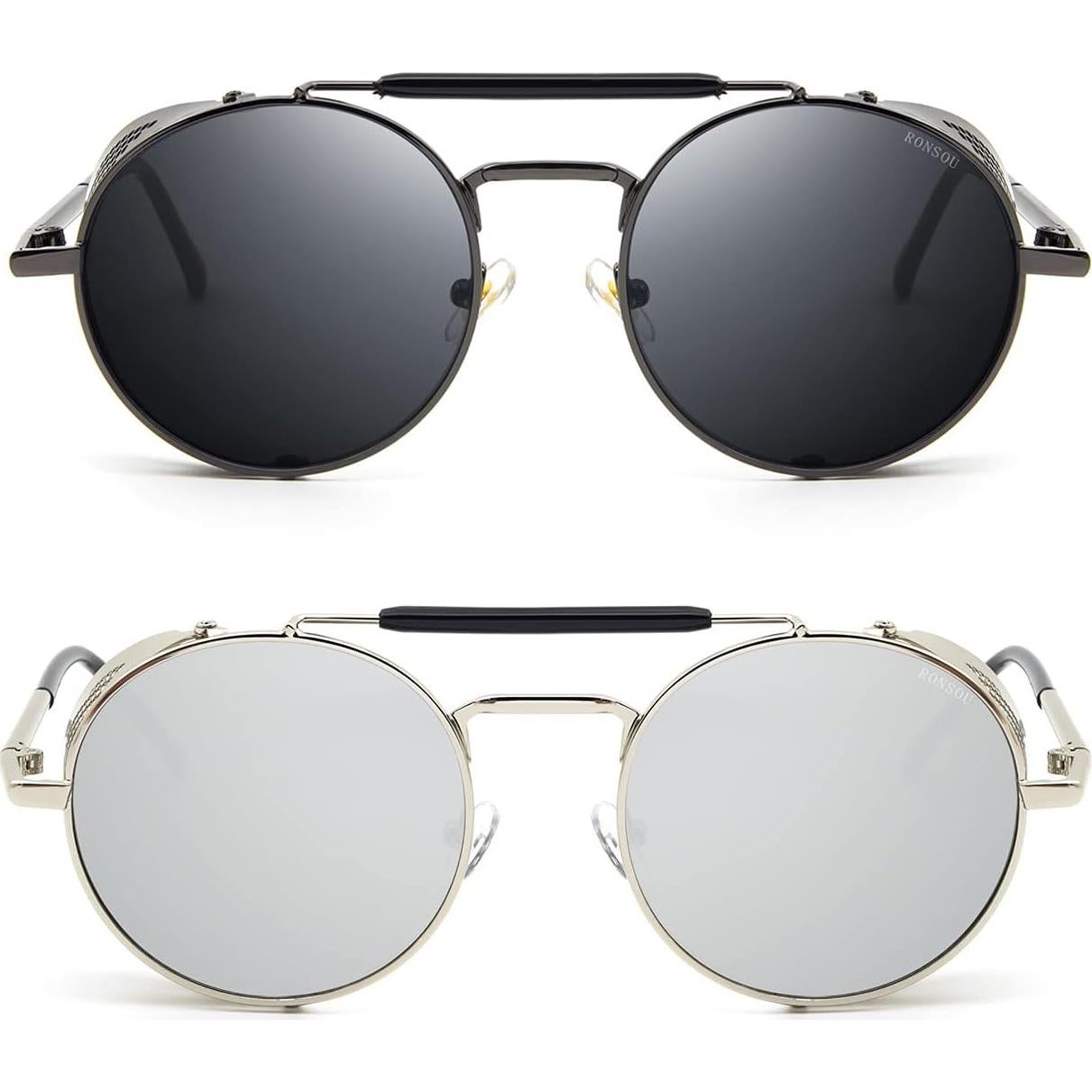 Gafas de sol redondas RONSOU estilo steampunk UV400