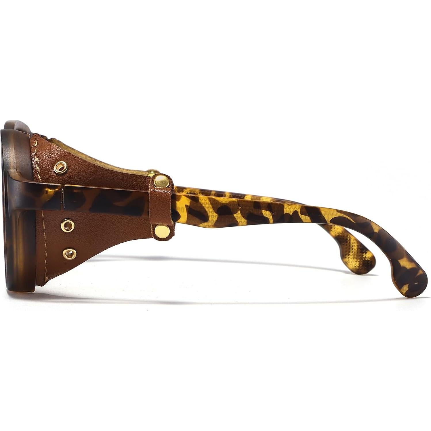 Gafas de sol steampunk MACJERO con escudos de cuero 48mm