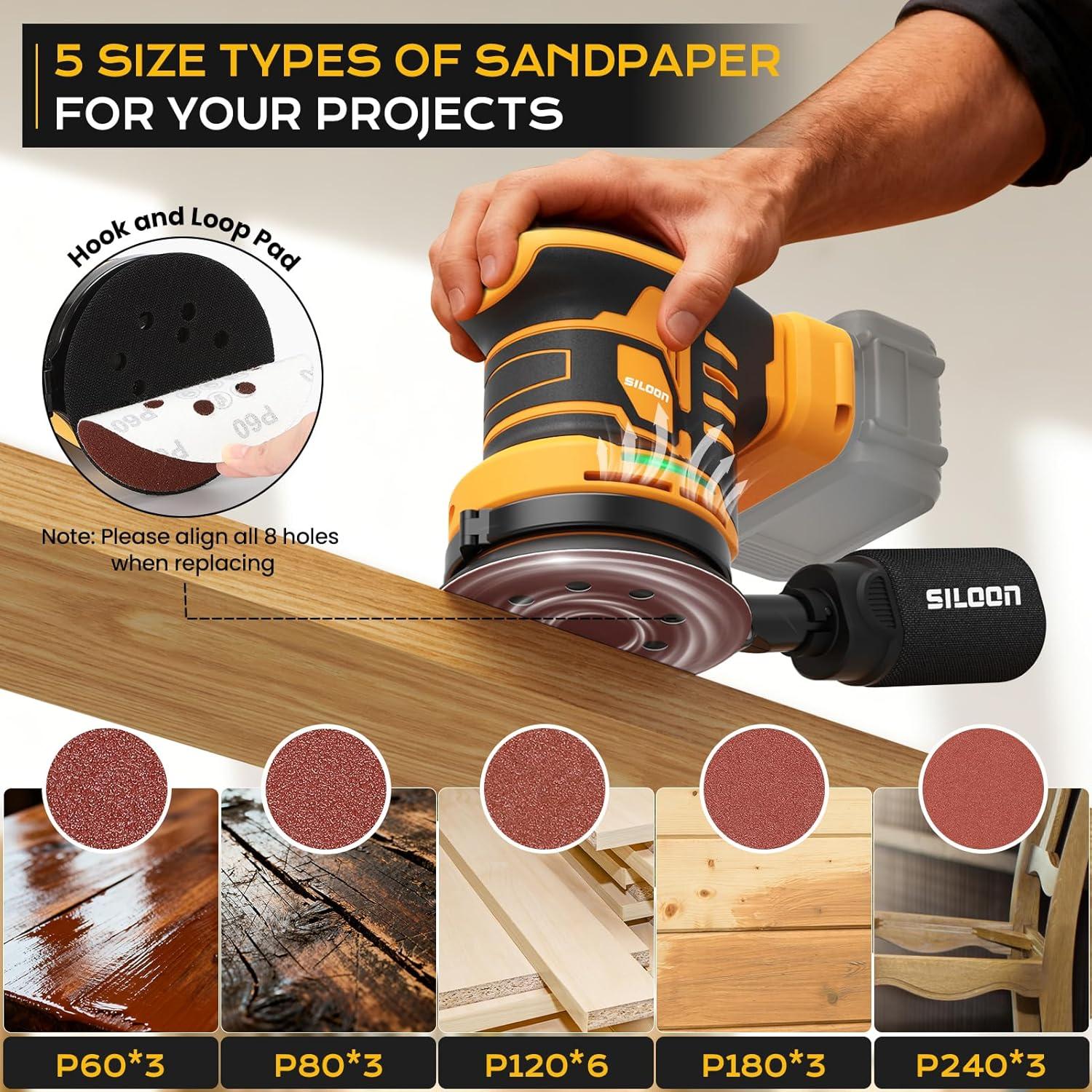 Lijadora Orbital Inalámbrica Siloon 300W 5" 19000 RPM