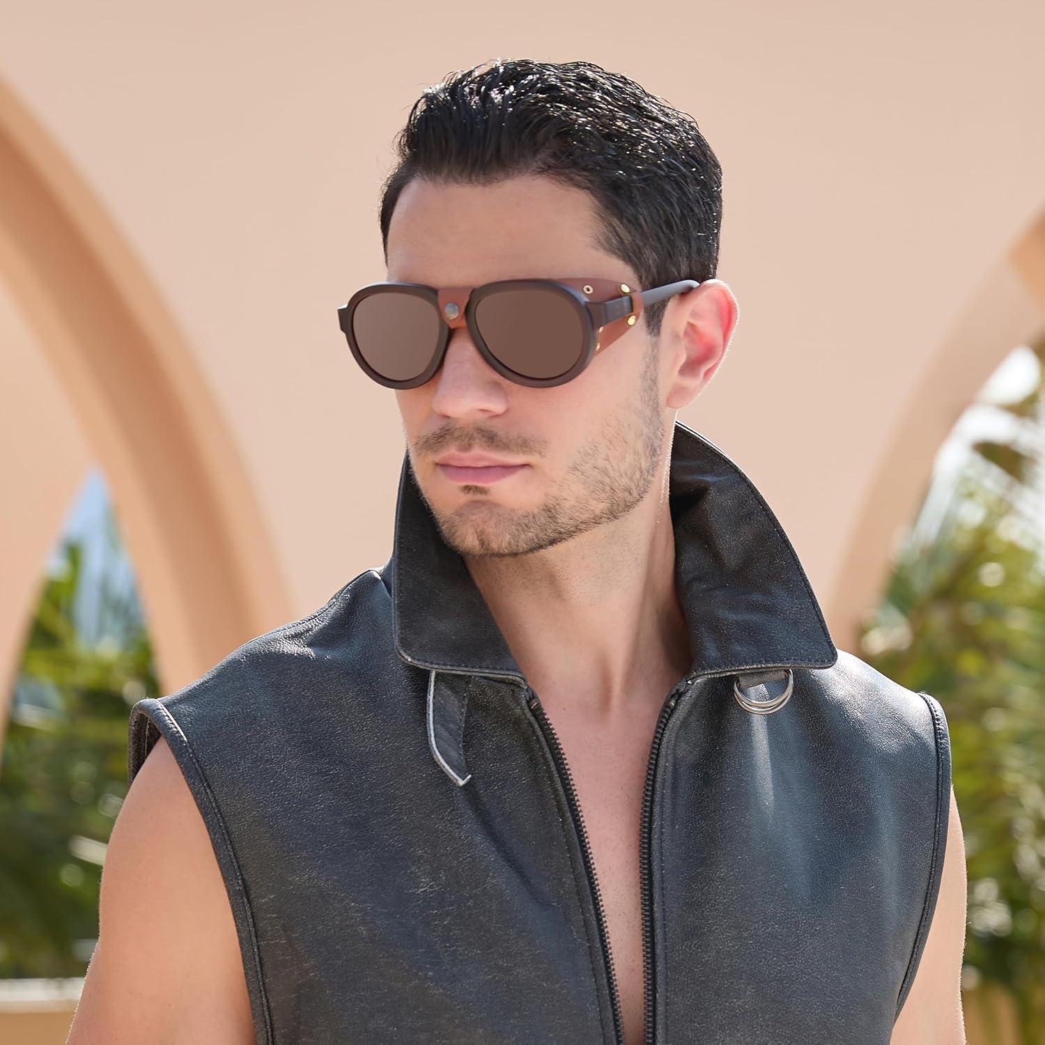 Gafas de sol aviador steampunk MACJERO con lentes UV400