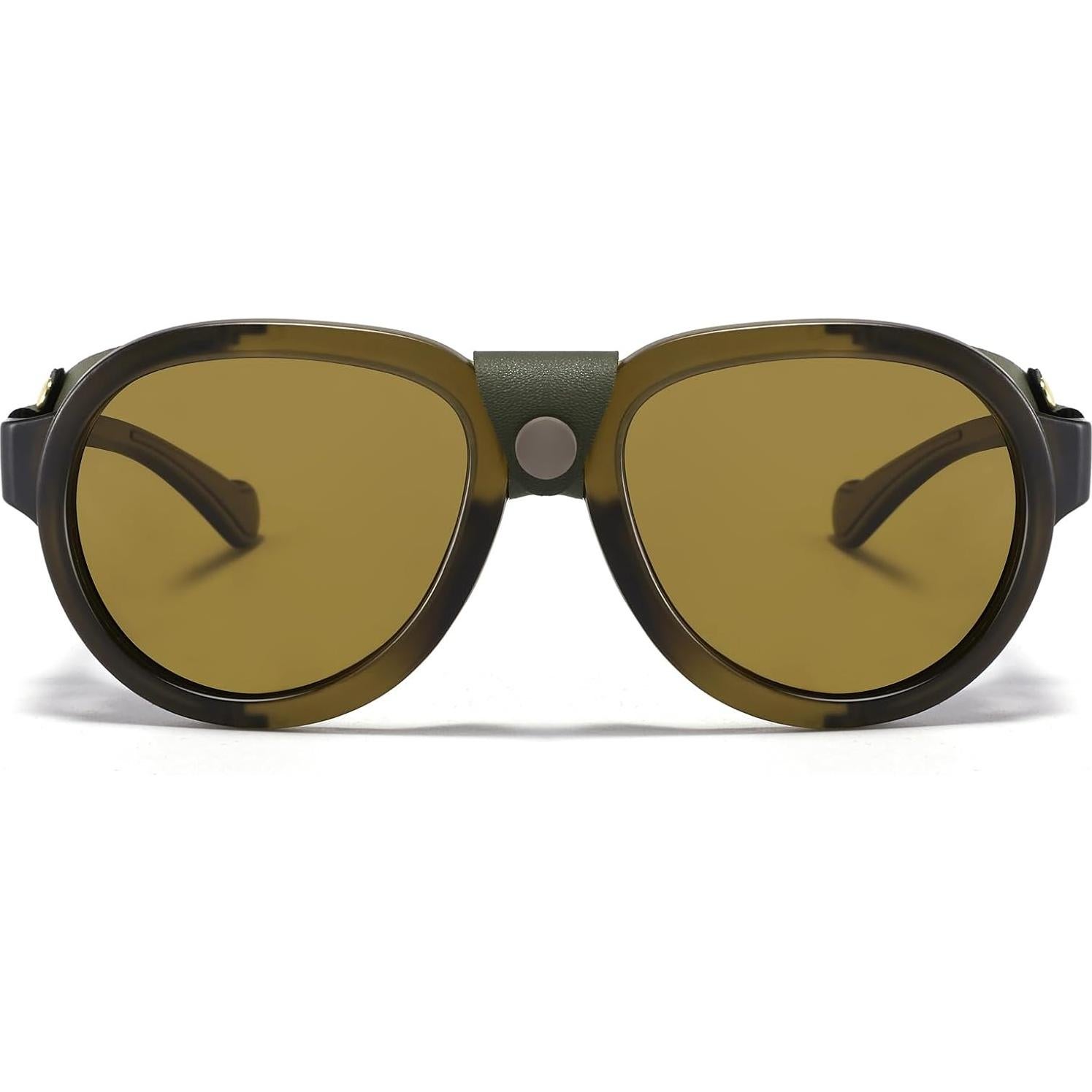 Gafas de sol retro steampunk MACJERO con escudos de cuero