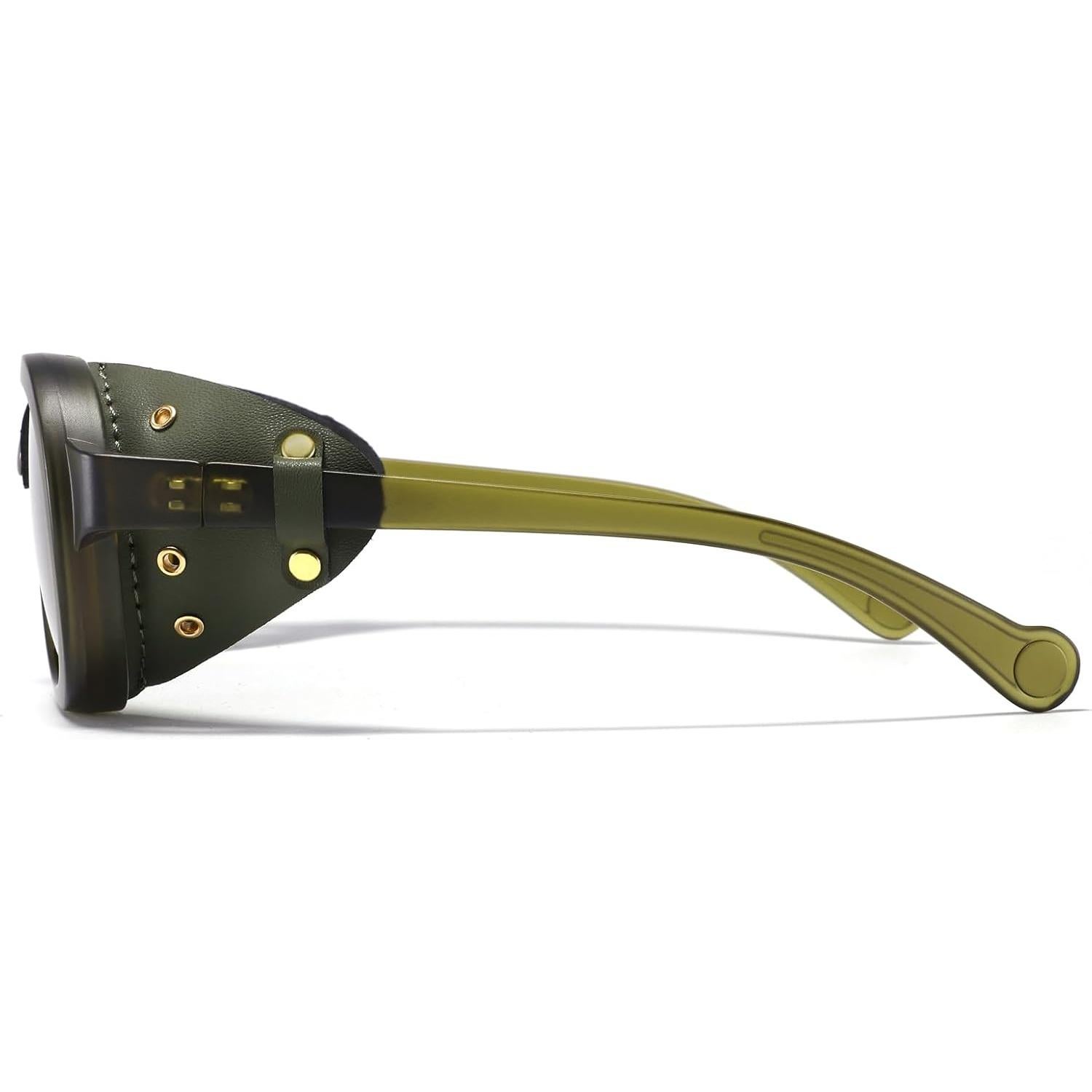 Gafas de sol retro steampunk MACJERO con escudos de cuero