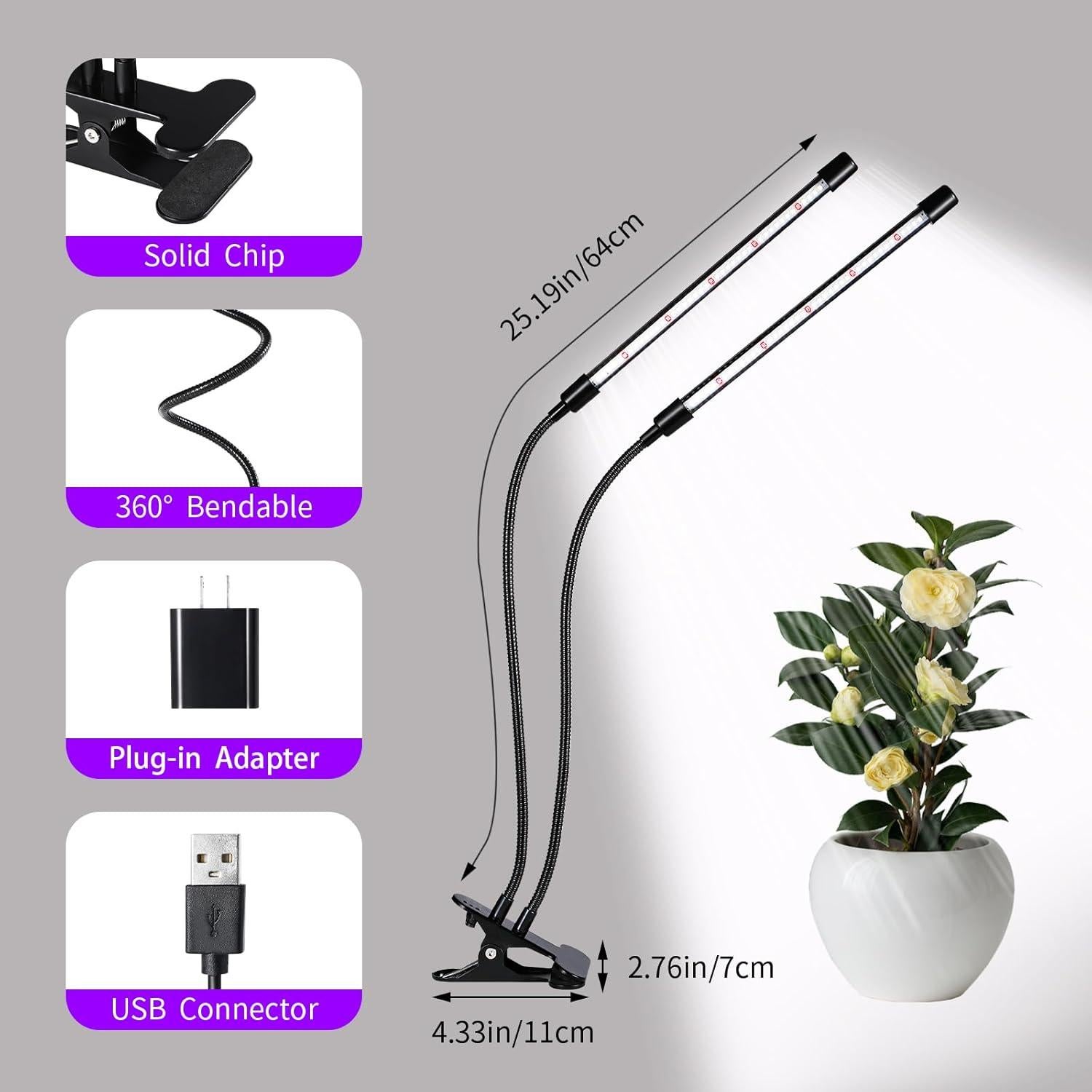 Luz de Cultivo LED RWNTAO 2 Paquetes 39.88 cm Espectro Completo