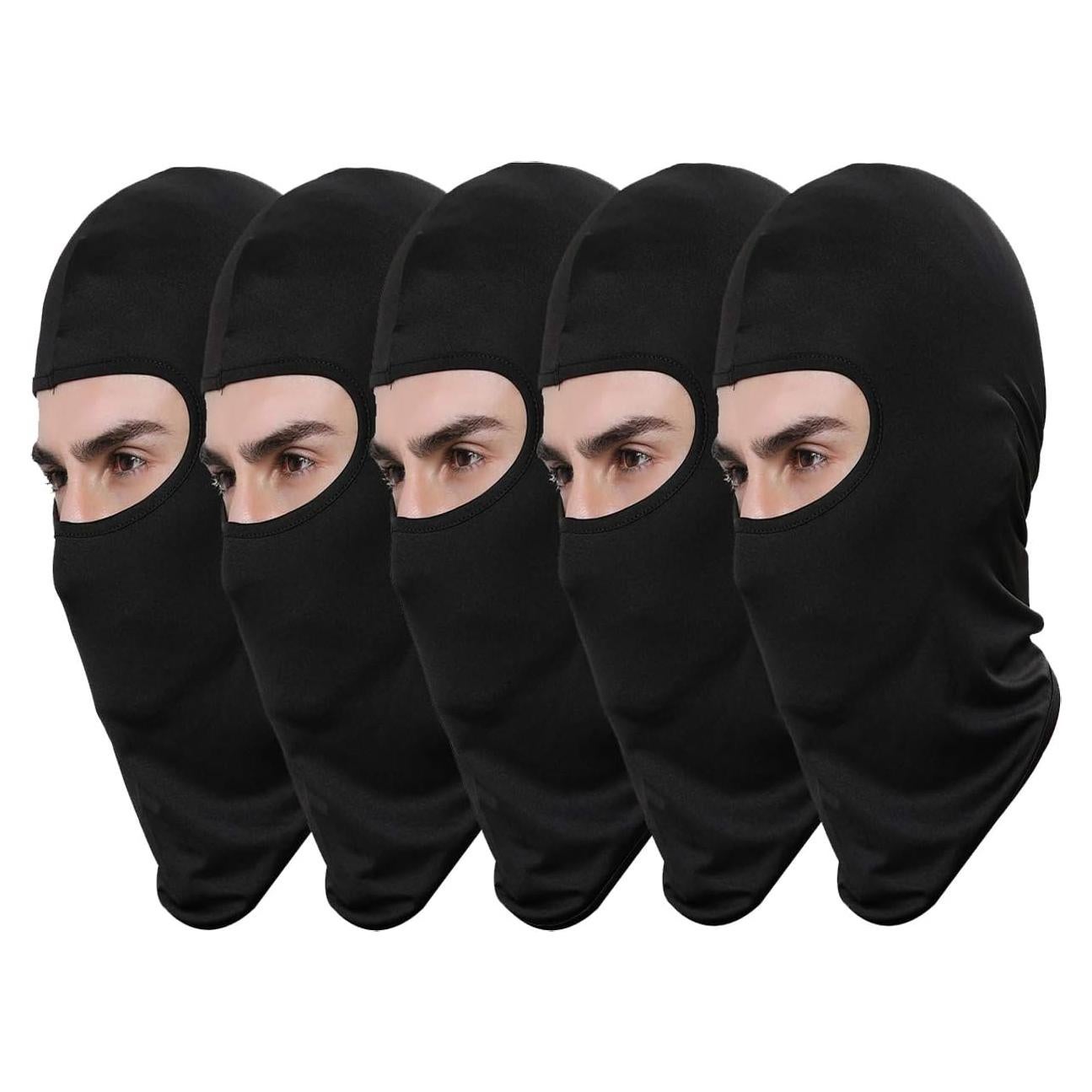 Paquete de 5 Mascarillas Balaclava Negras para Hombre