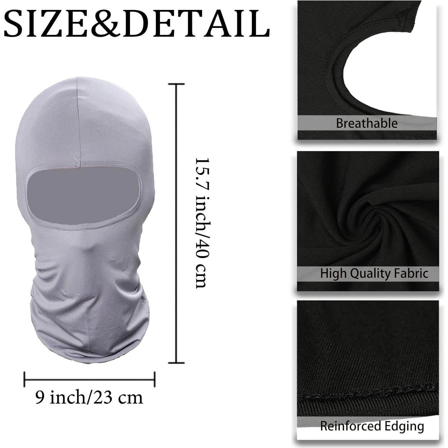 Paquete de 5 Mascarillas Faciales Balaclava Grises para Hombres