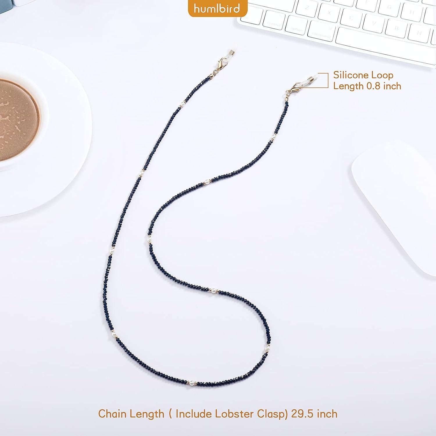 Cadena de Gafas Humlbird con Perlas de Cristal 75 cm