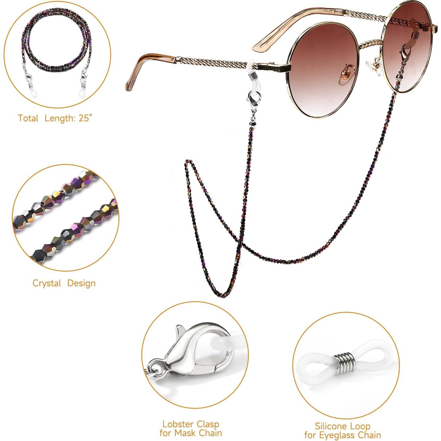 Cadena para Gafas Humlbird con Perlas y Cristales 64 cm