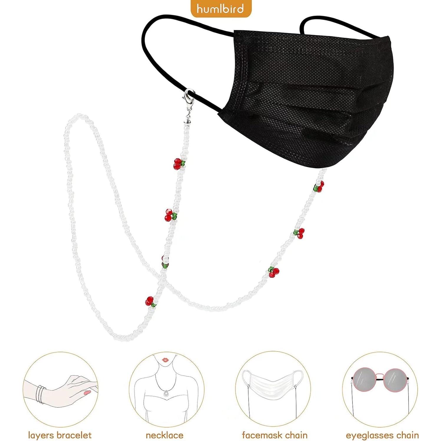 Cadena de Gafas Humlbird con Perlas y Cristales 77.5 cm