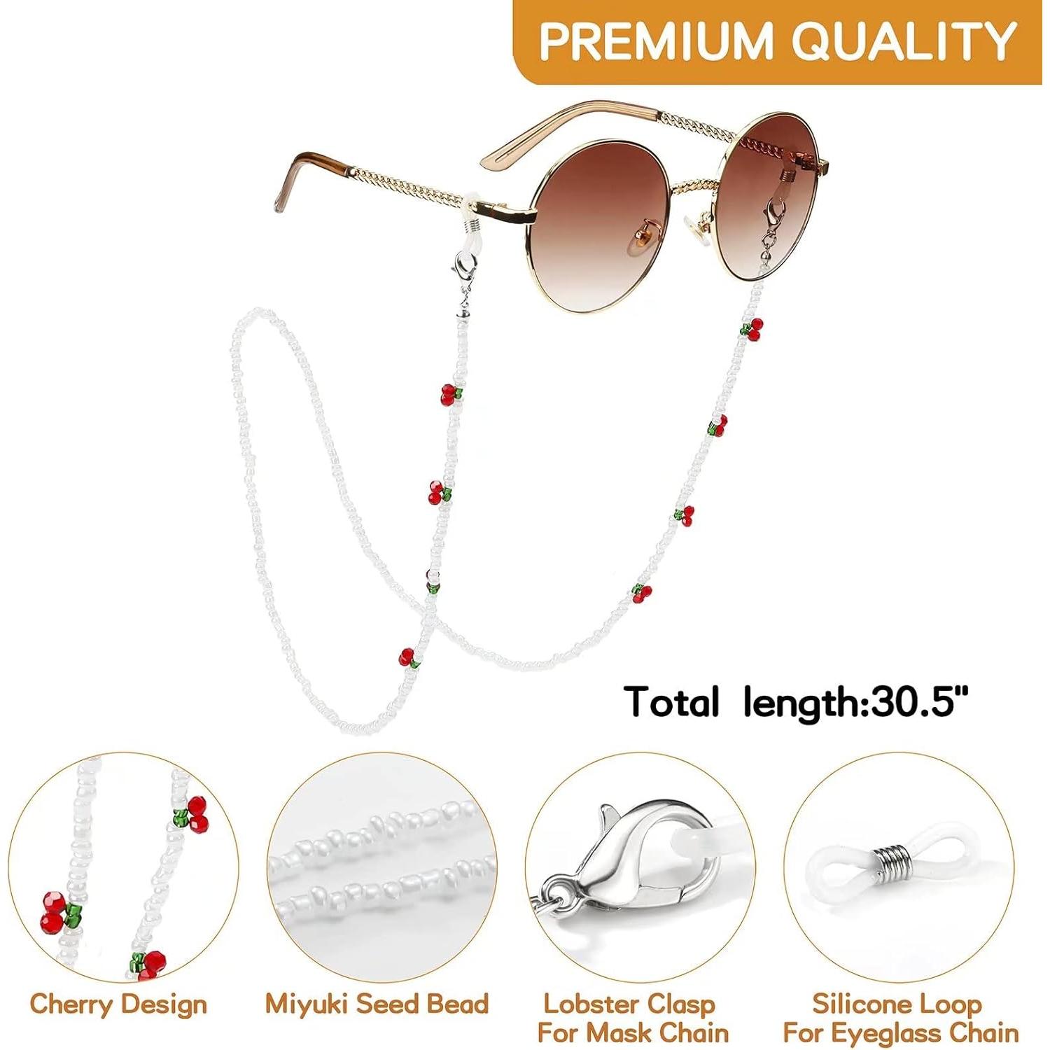 Cadena de Gafas Humlbird con Perlas y Cristales 77.5 cm