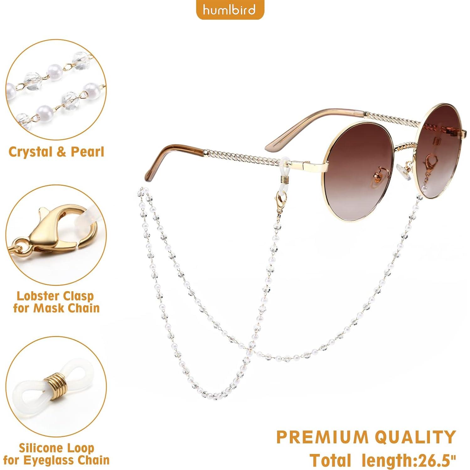 Cadena de Gafas Humlbird con Perlas y Cristales 67 cm