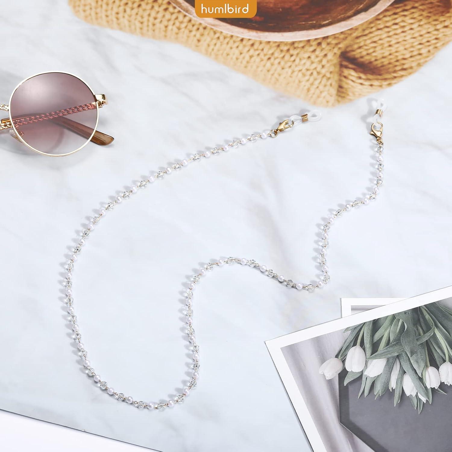 Cadena de Gafas Humlbird con Perlas y Cristales 67 cm