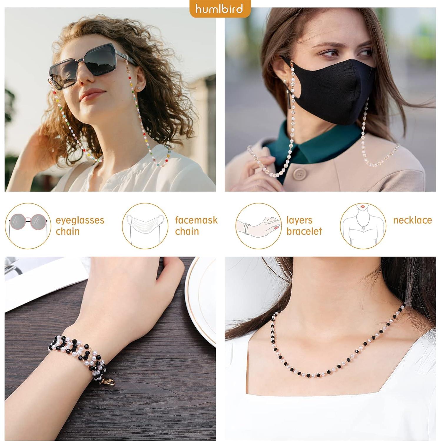 Cadena de Gafas Humlbird con Perlas y Cristales 67 cm