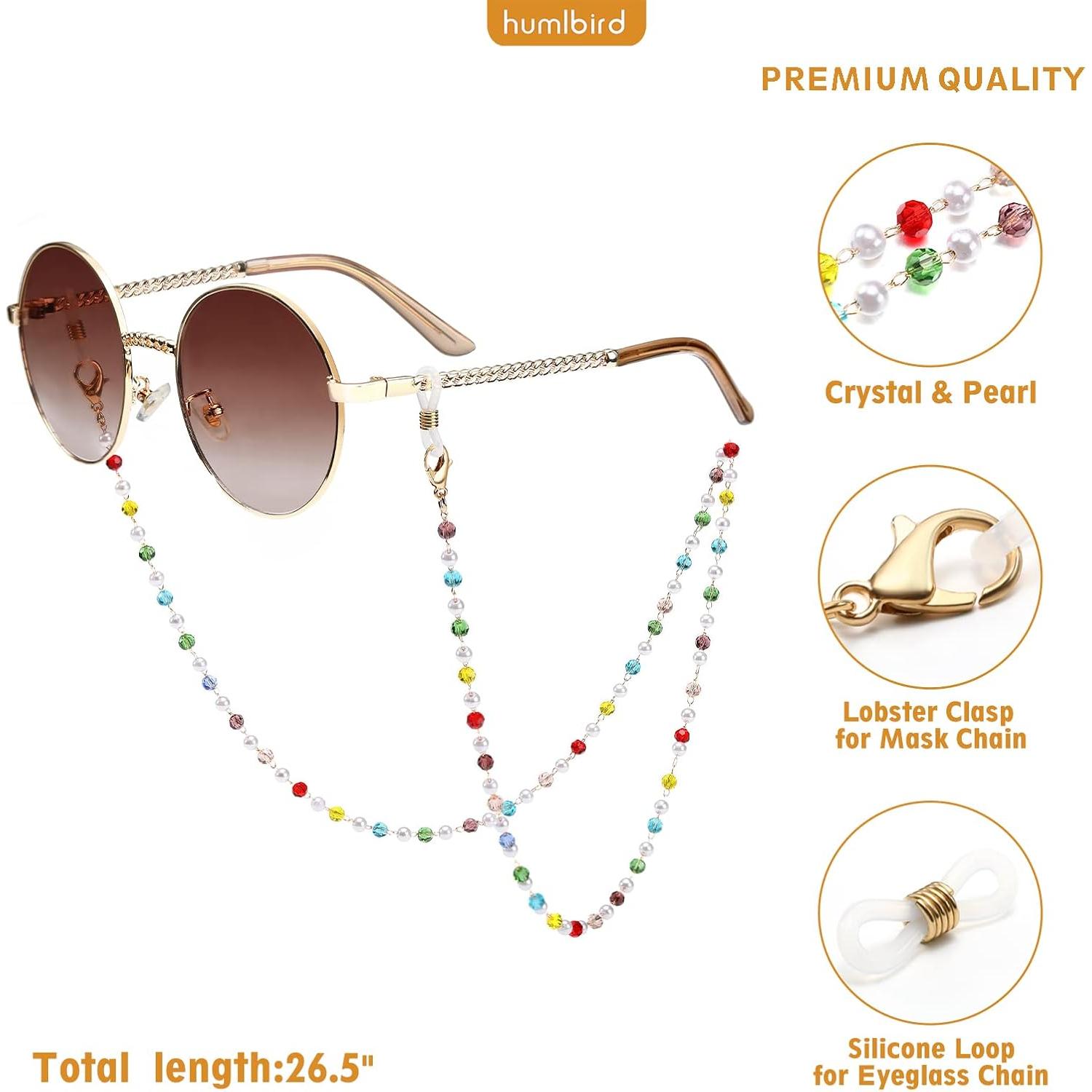 Cadena de Gafas Humlbird con Perlas y Cristales 67 cm