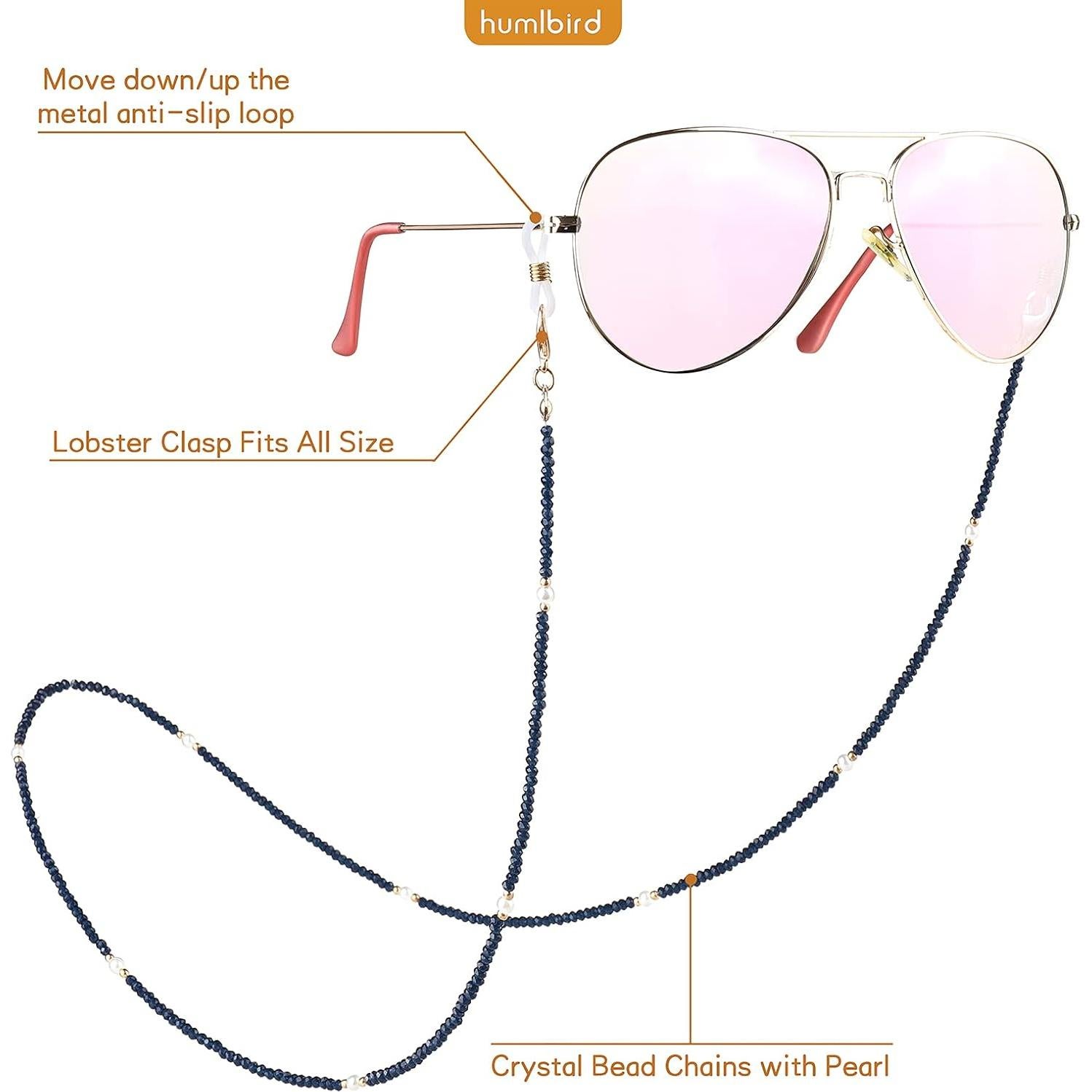 Cadena de Gafas Humlbird con Perlas de Cristal 75 cm