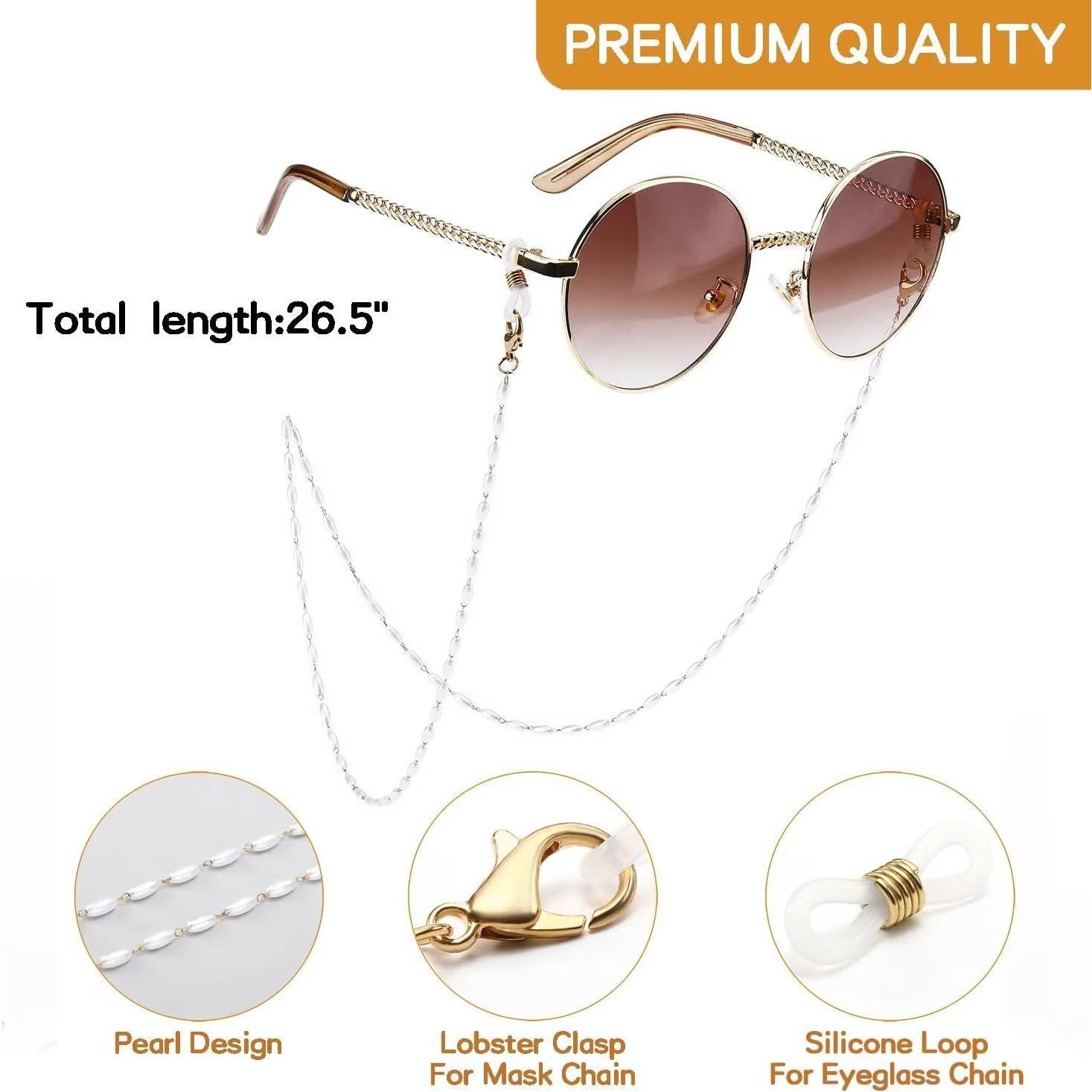 Cadena de Gafas Humlbird con Perlas y Cristales 72.5 cm