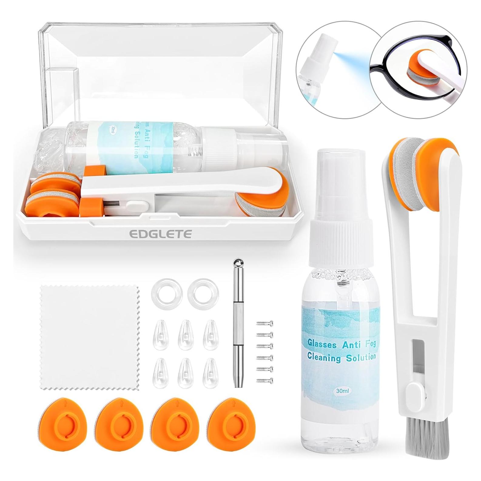 Kit de limpieza de gafas Edglete con spray y paño microfibra