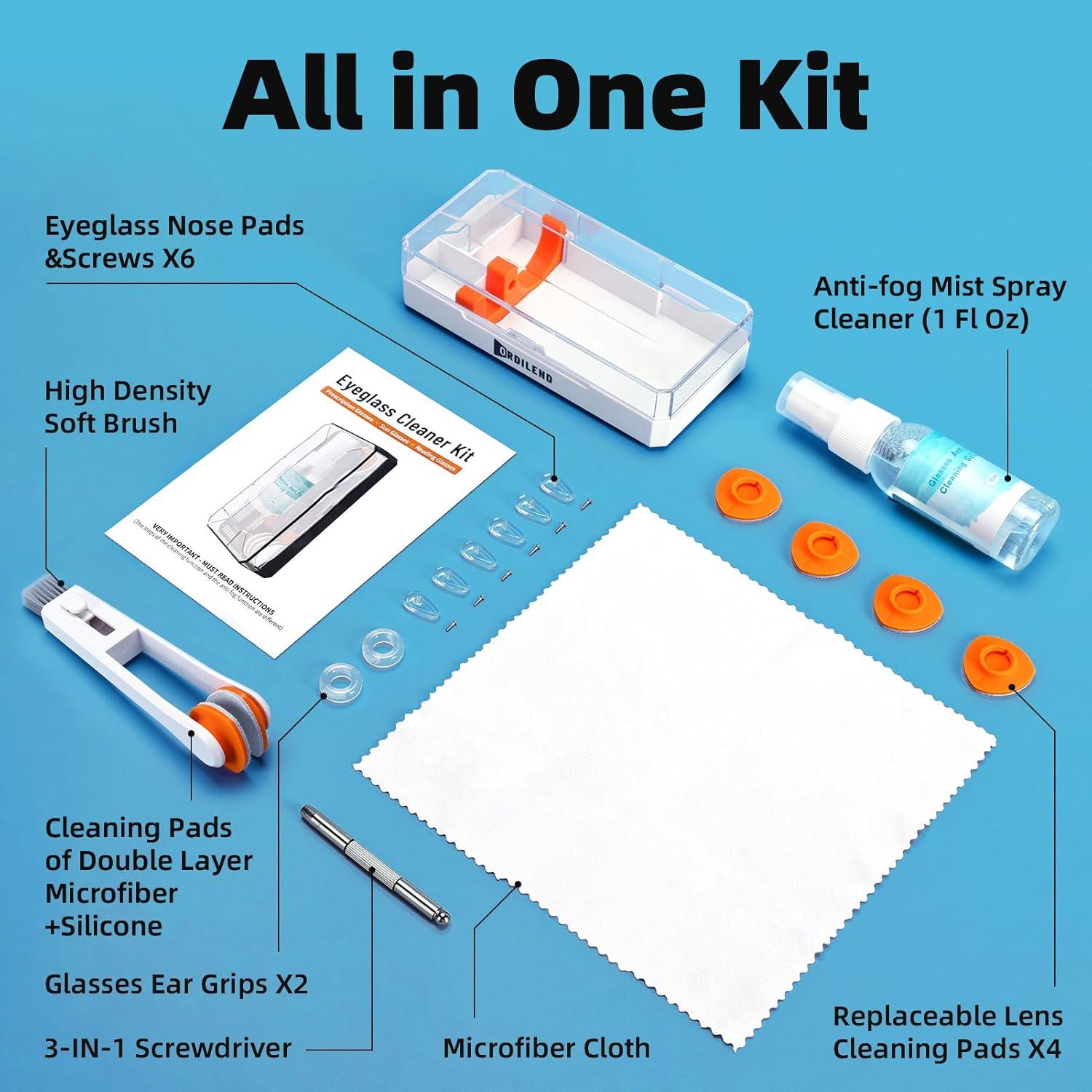 Kit de limpieza de gafas Edglete con spray y paño microfibra