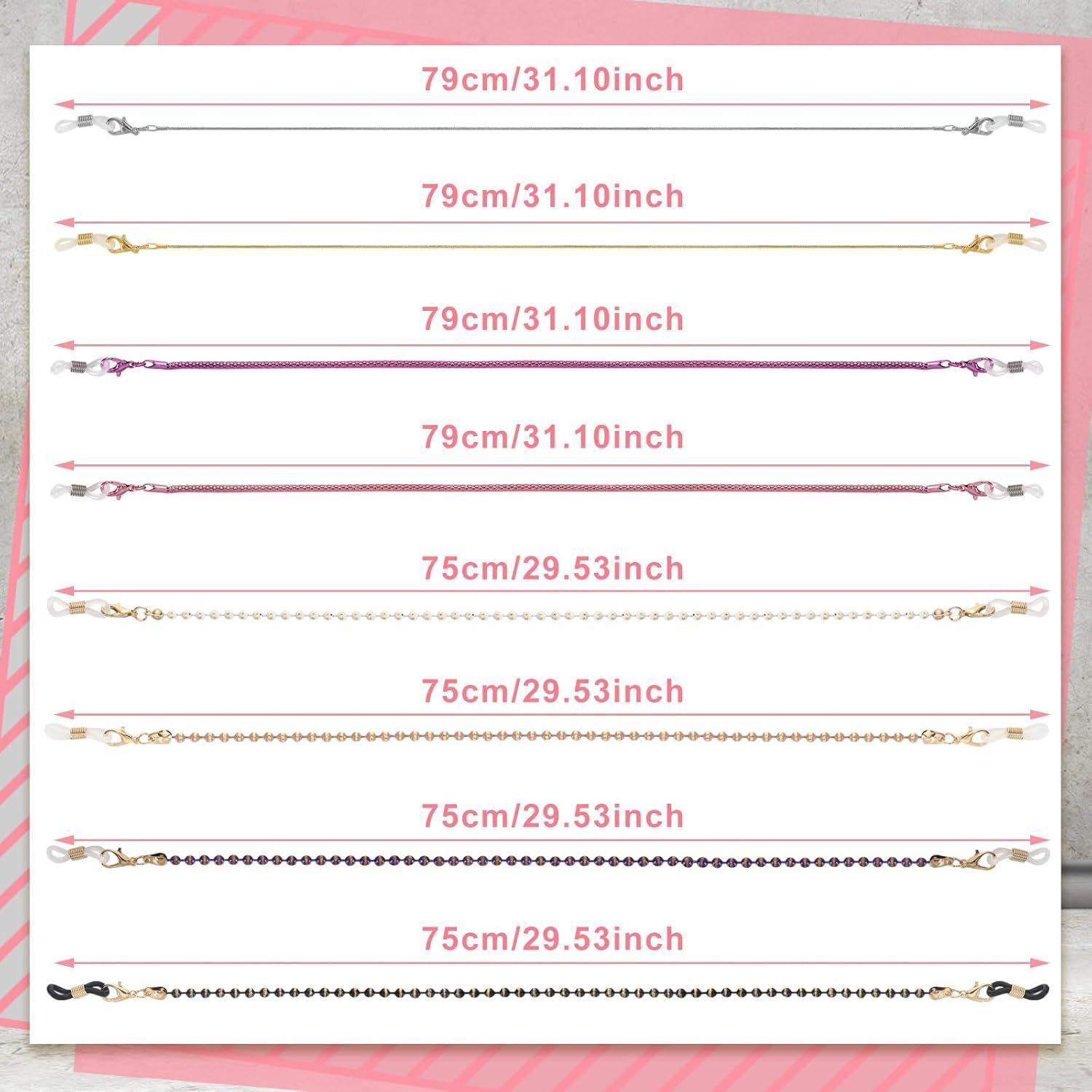 Cadena de Gafas Frienda 8 Piezas con Perlas Elegantes