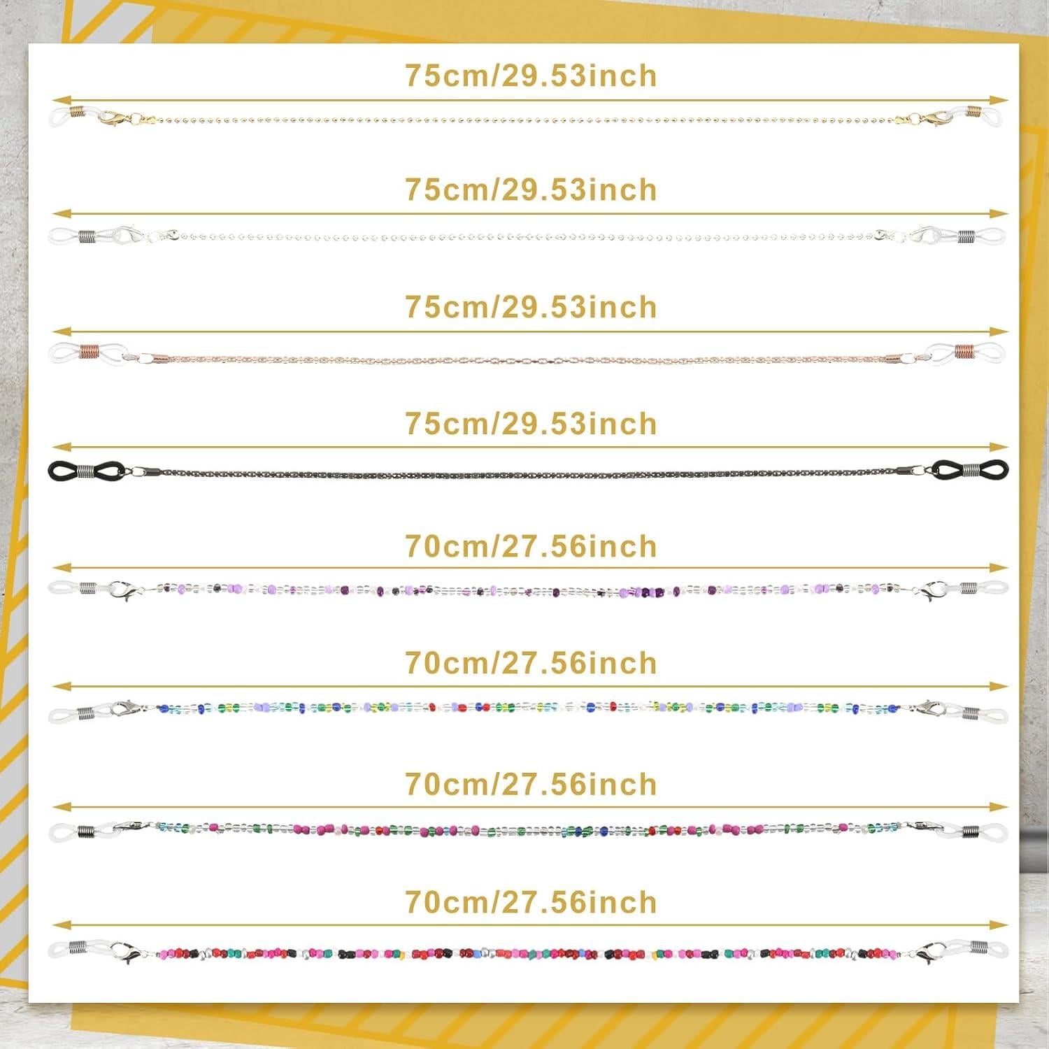 Cadena de Gafas Frienda 8 Piezas con Perlas Vintage