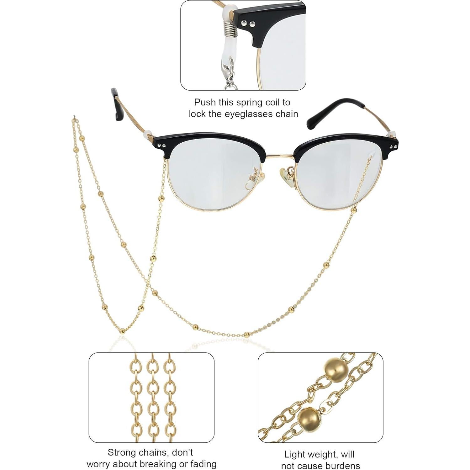 Cadena de Gafas Frienda 8 Piezas con Perlas Elegantes