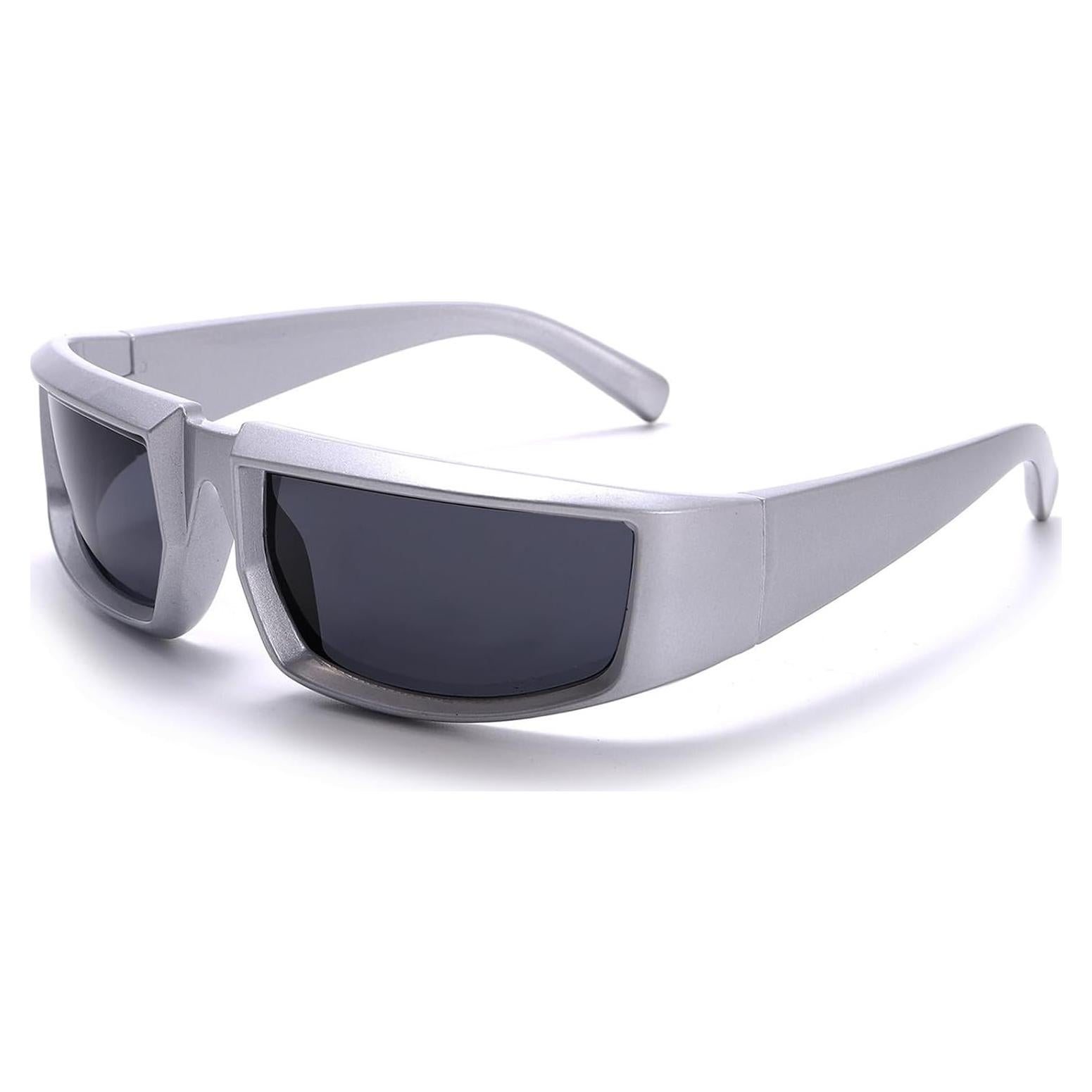 Gafas de Sol Modernas Unisex Marco Plateado Lente Negra