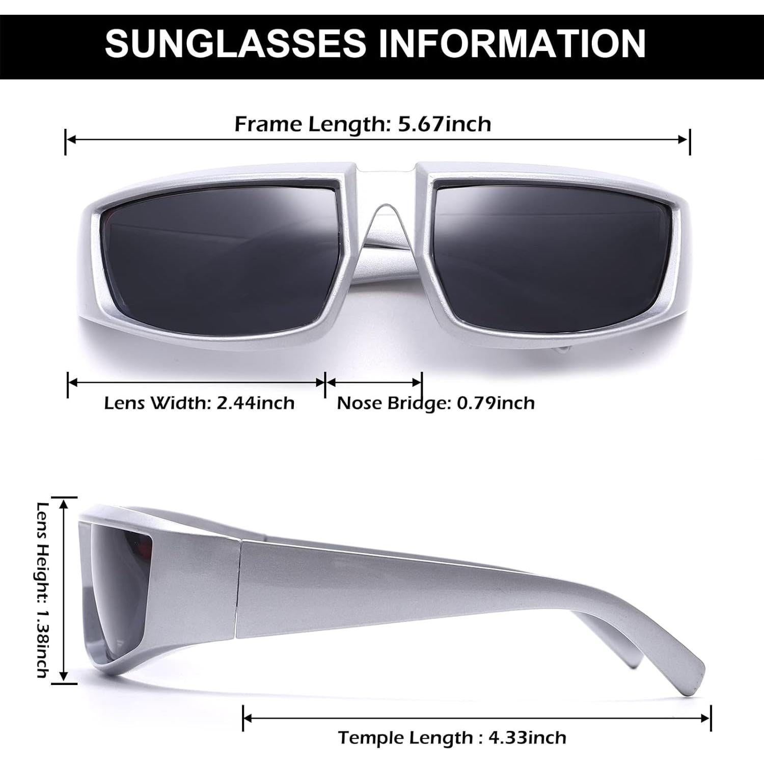 Gafas de Sol Modernas Unisex Marco Plateado Lente Negra