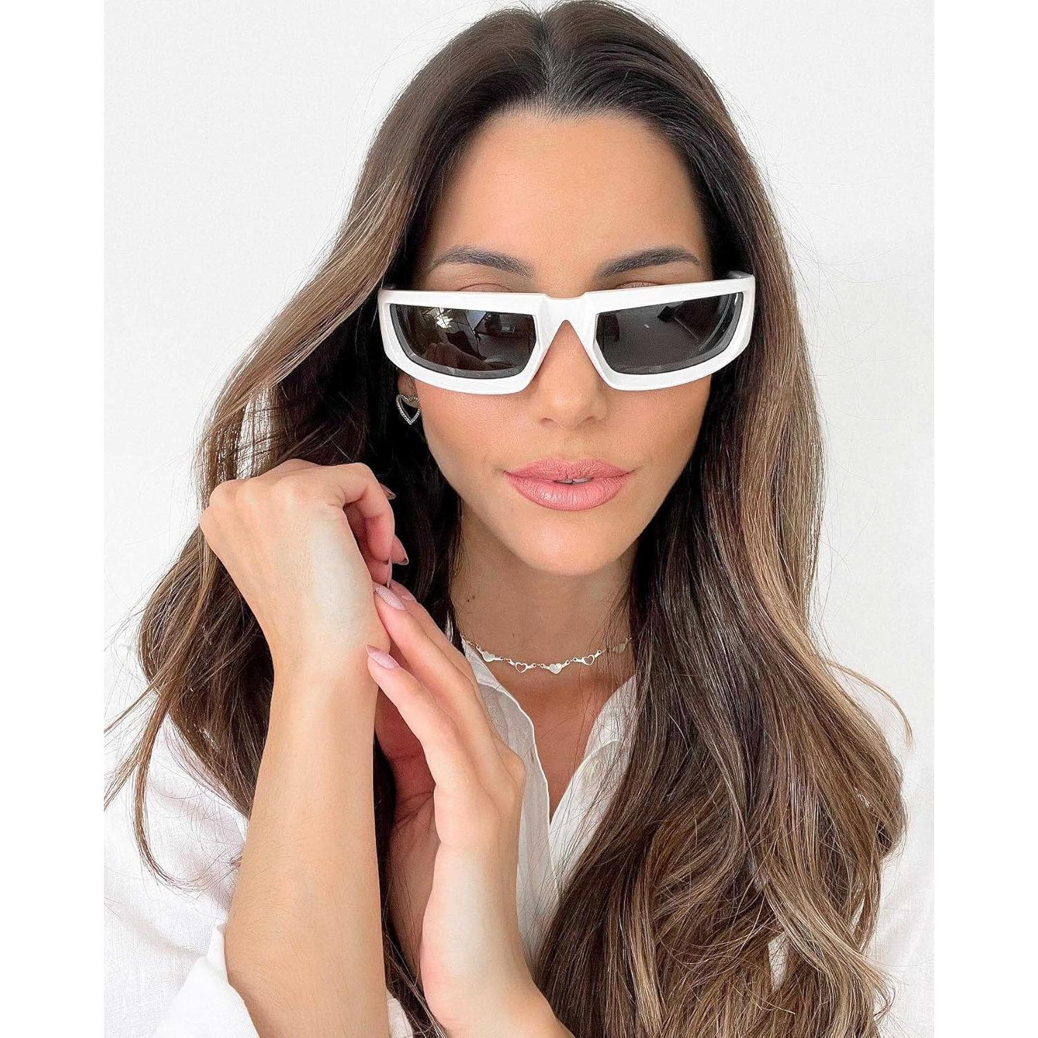 Gafas de Sol Modernas Envolventes Importadas - Marco Blanco