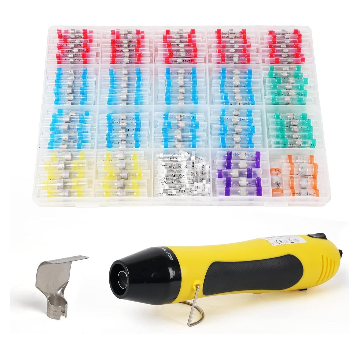 Kit 400PCS Conectores de Cable Amliber con Pistola de Calor