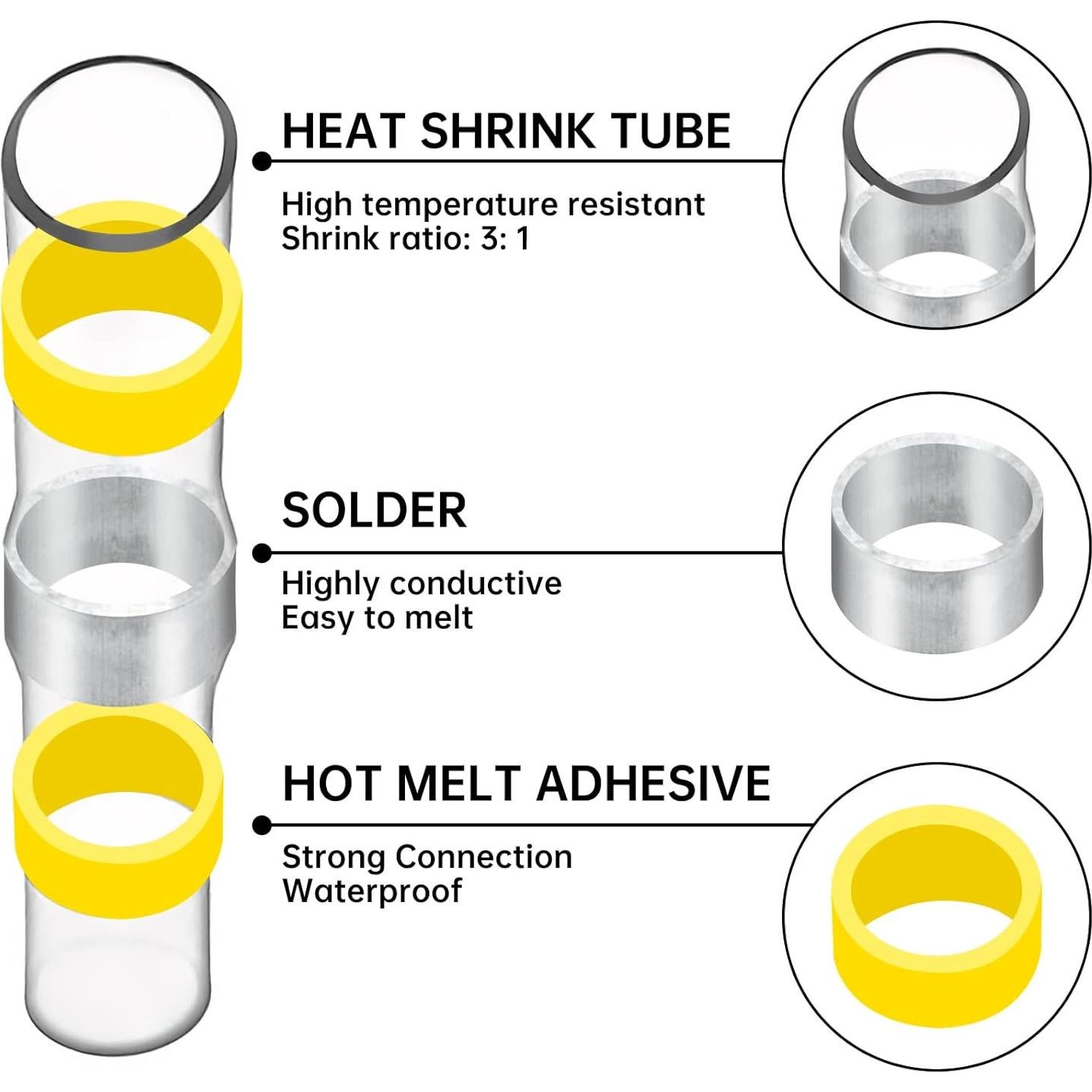 Kit 400PCS Conectores de Cable Amliber con Pistola de Calor