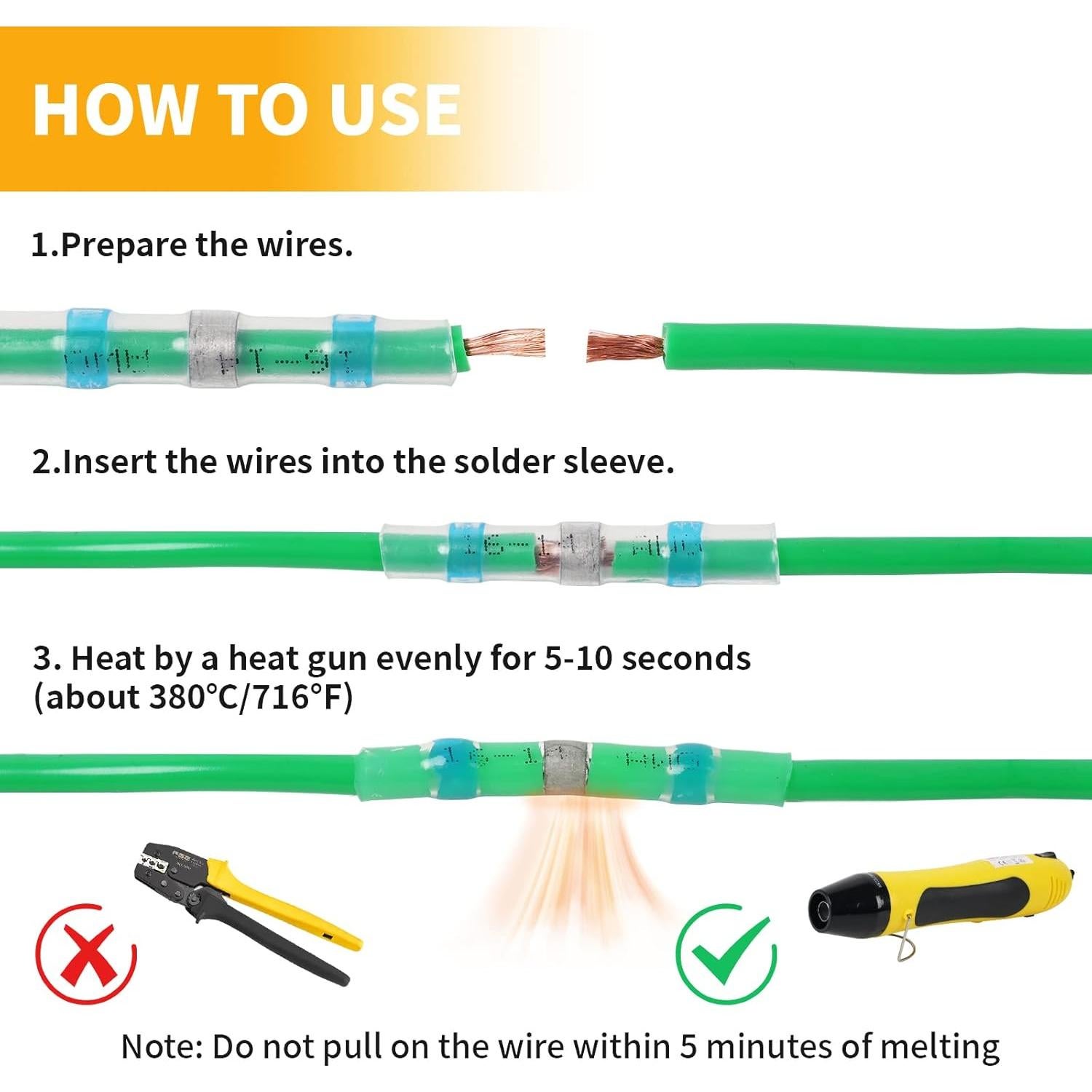 Kit 400PCS Conectores de Cable Amliber con Pistola de Calor