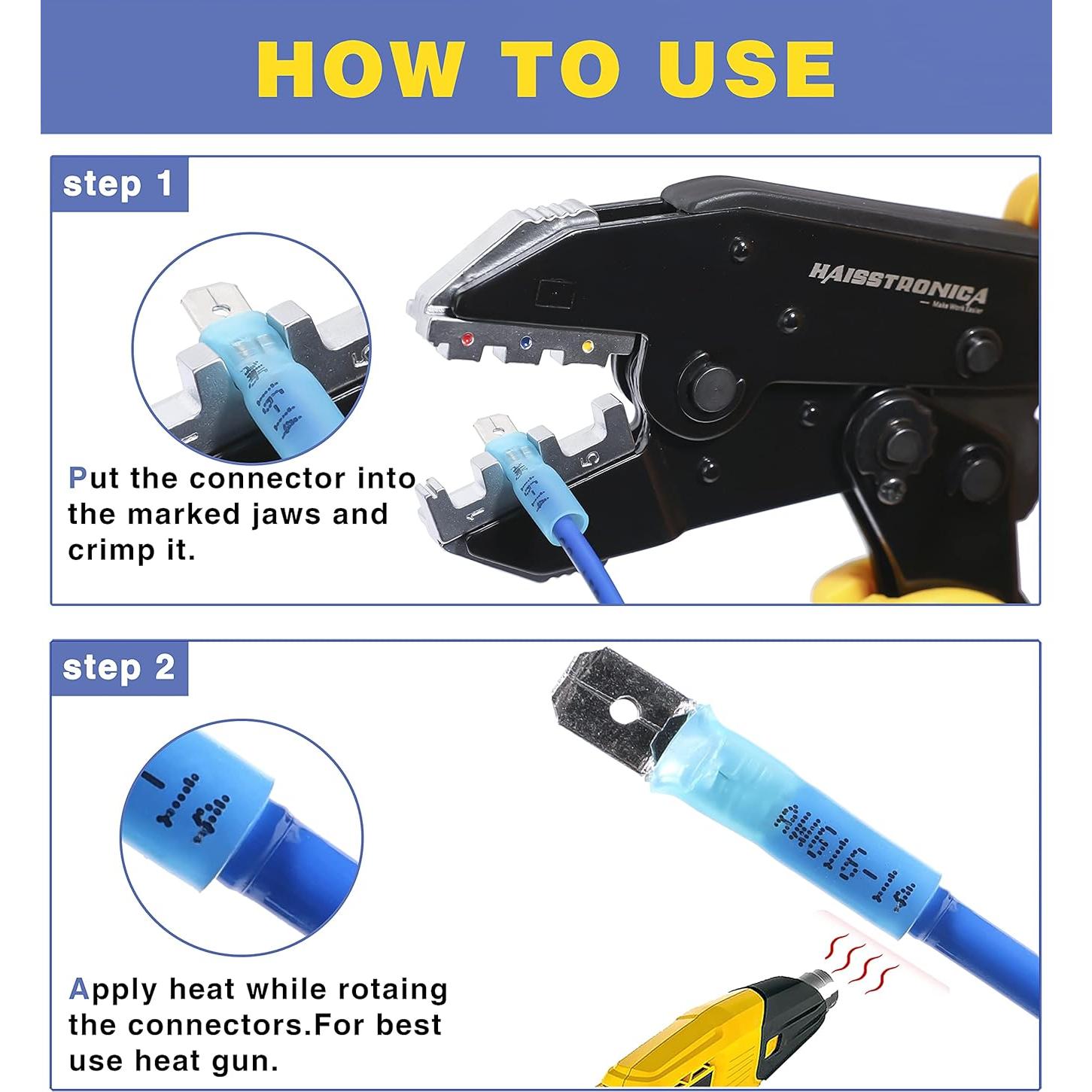 Conectores de Espada Termocontraíbles Haisstronica 200PCS AWG 16-14