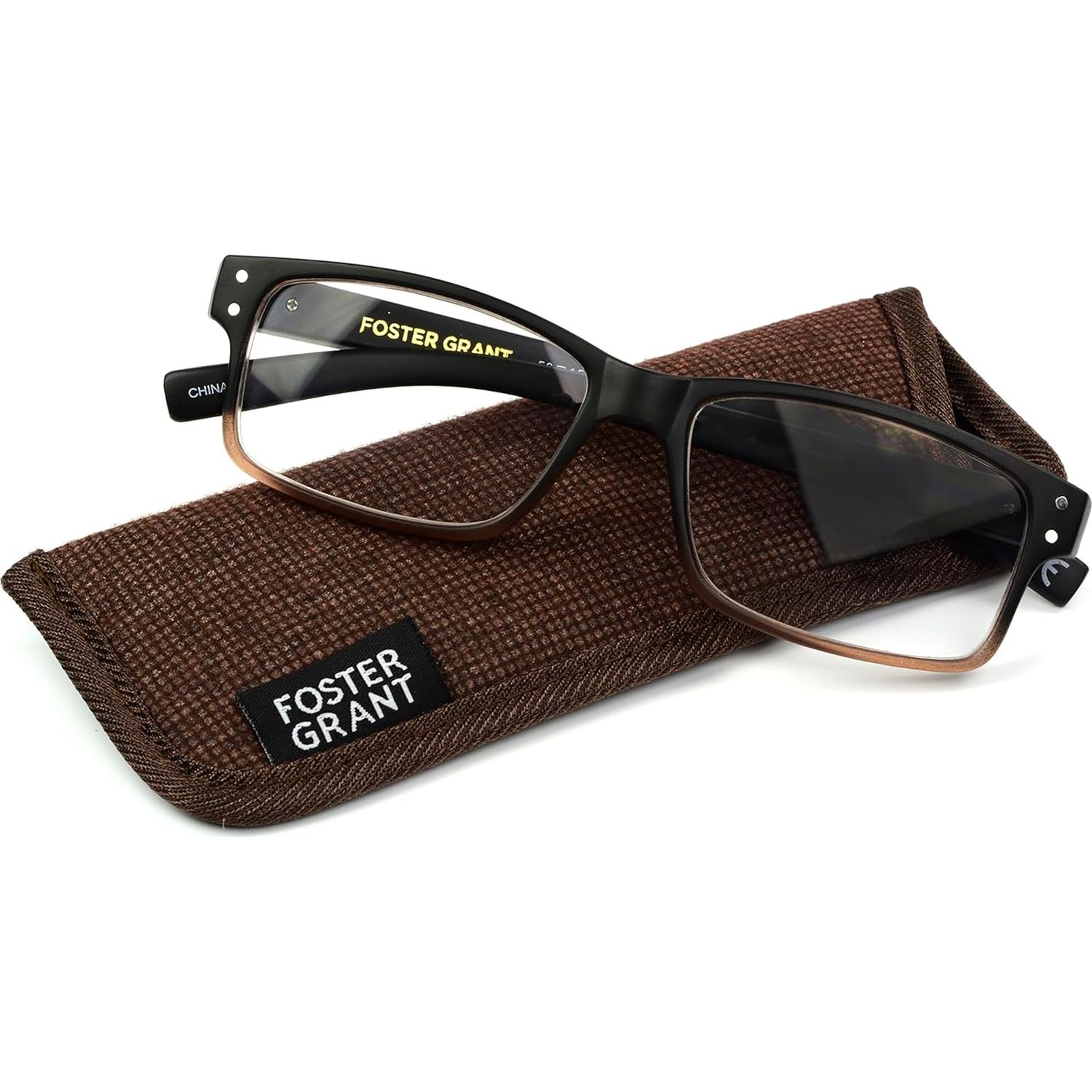 Gafas de lectura cuadradas Foster Grant 2.75x marrón