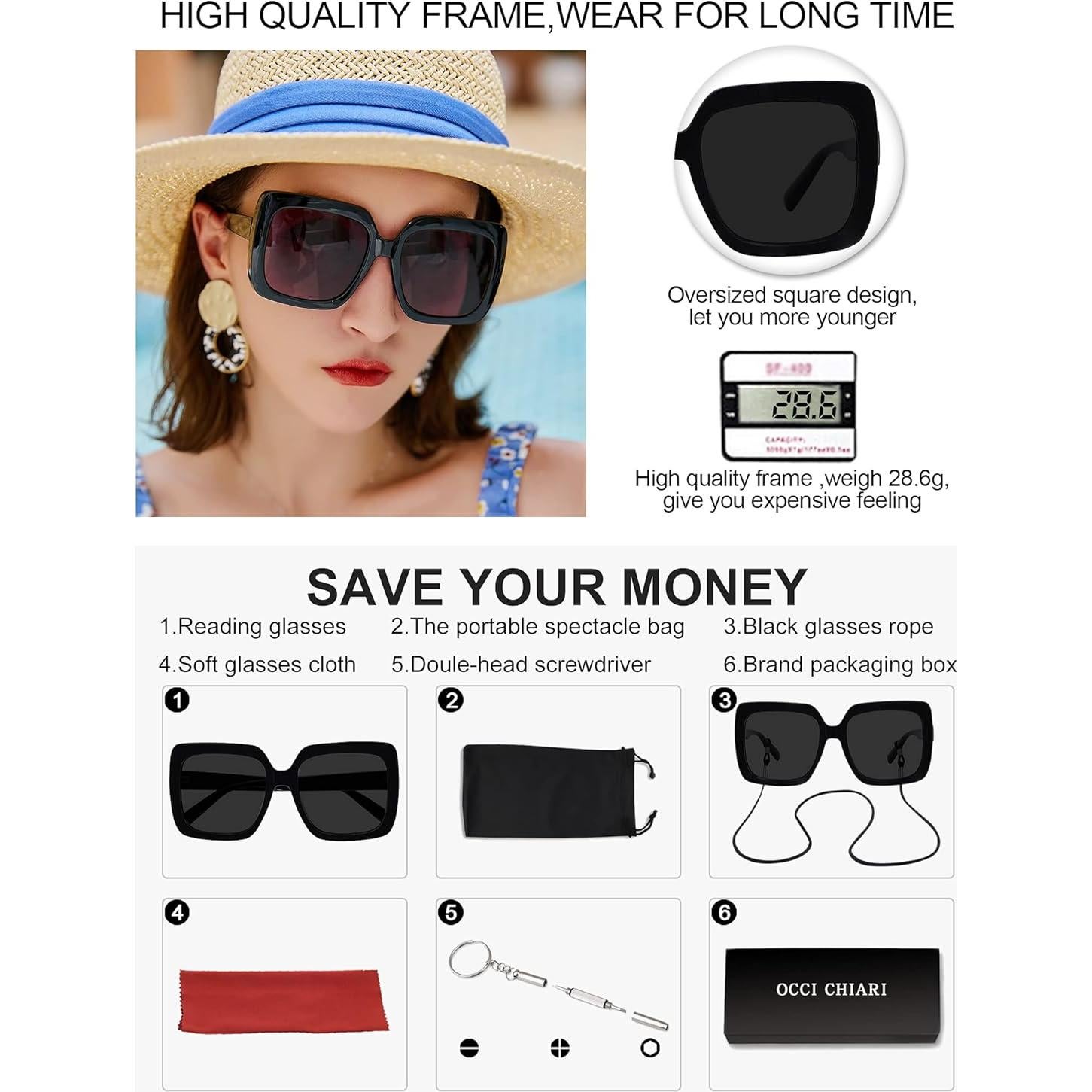 Gafas de sol OCCI CHIARI 2.5x Protección UV para mujeres