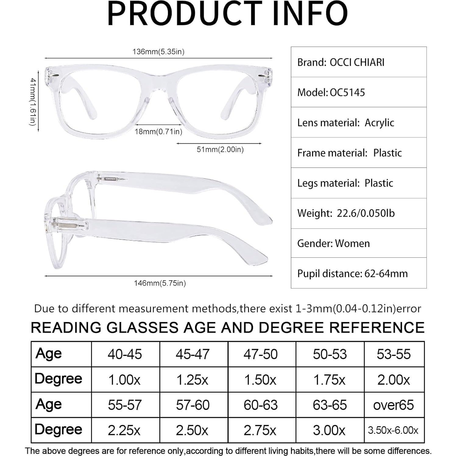 Gafas de Lectura OCCI CHIARI 3.0x Luz Azul Mujeres