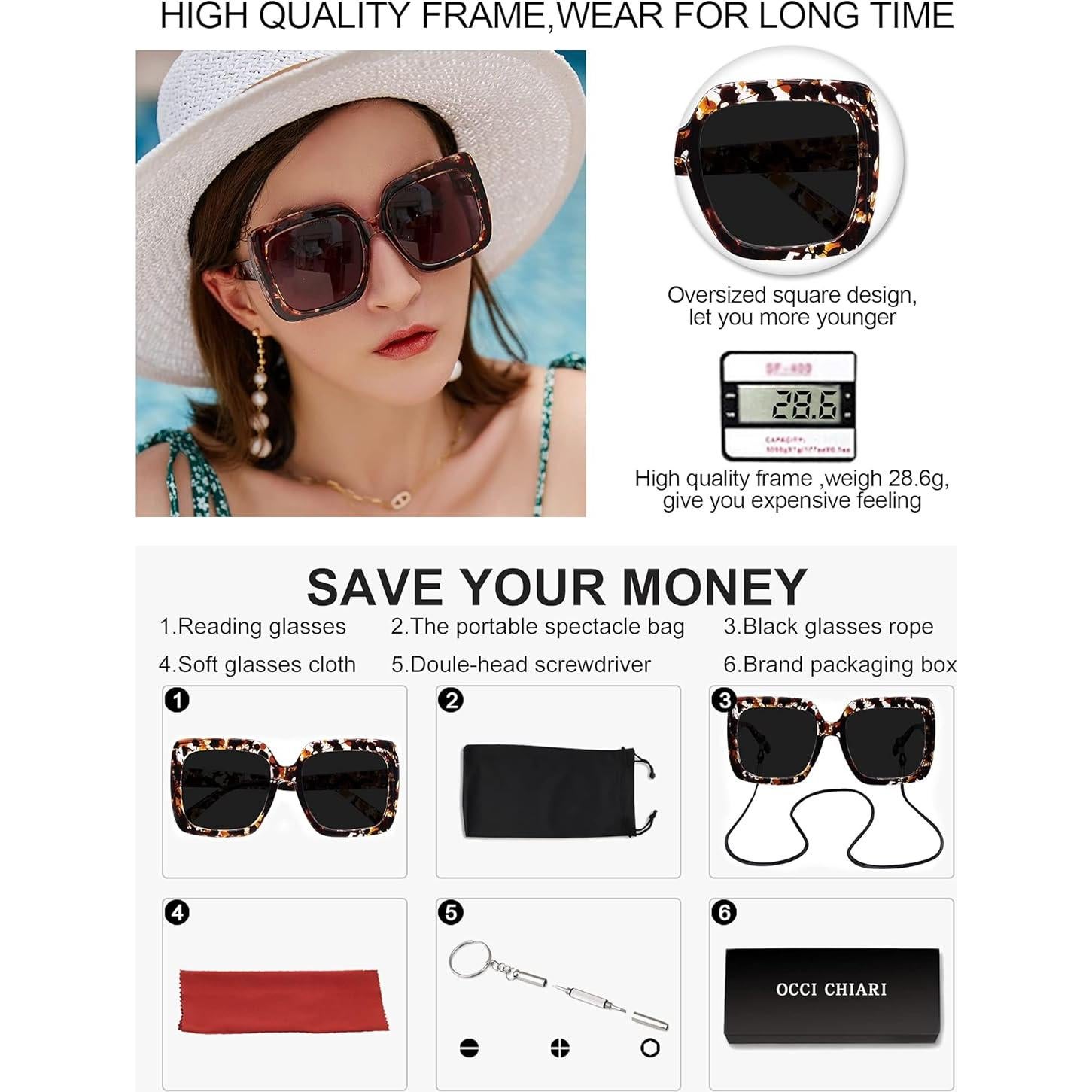 Gafas de sol OCCI CHIARI 2.75 Lentes UV400 para mujeres