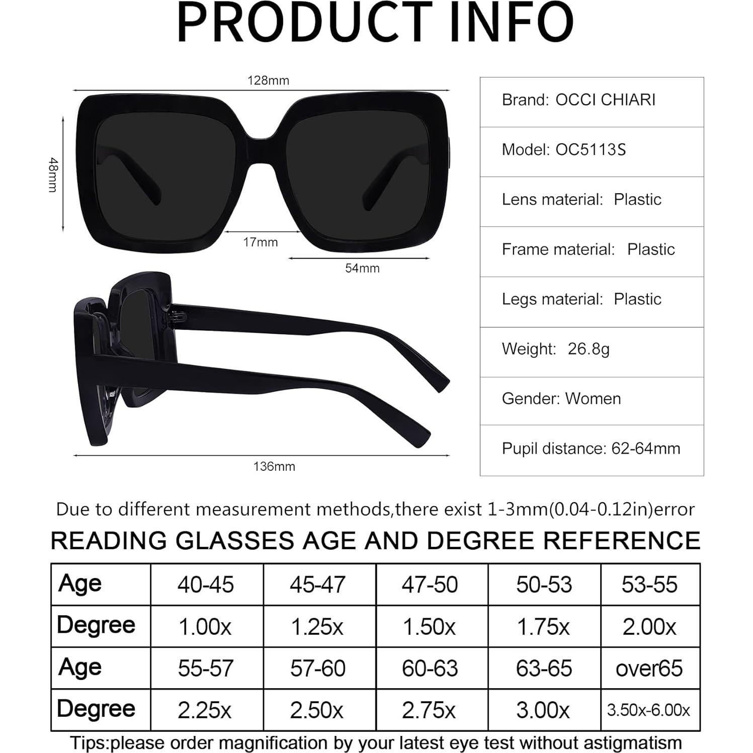 Gafas de sol OCCI CHIARI 2.75 Lentes UV400 para mujeres