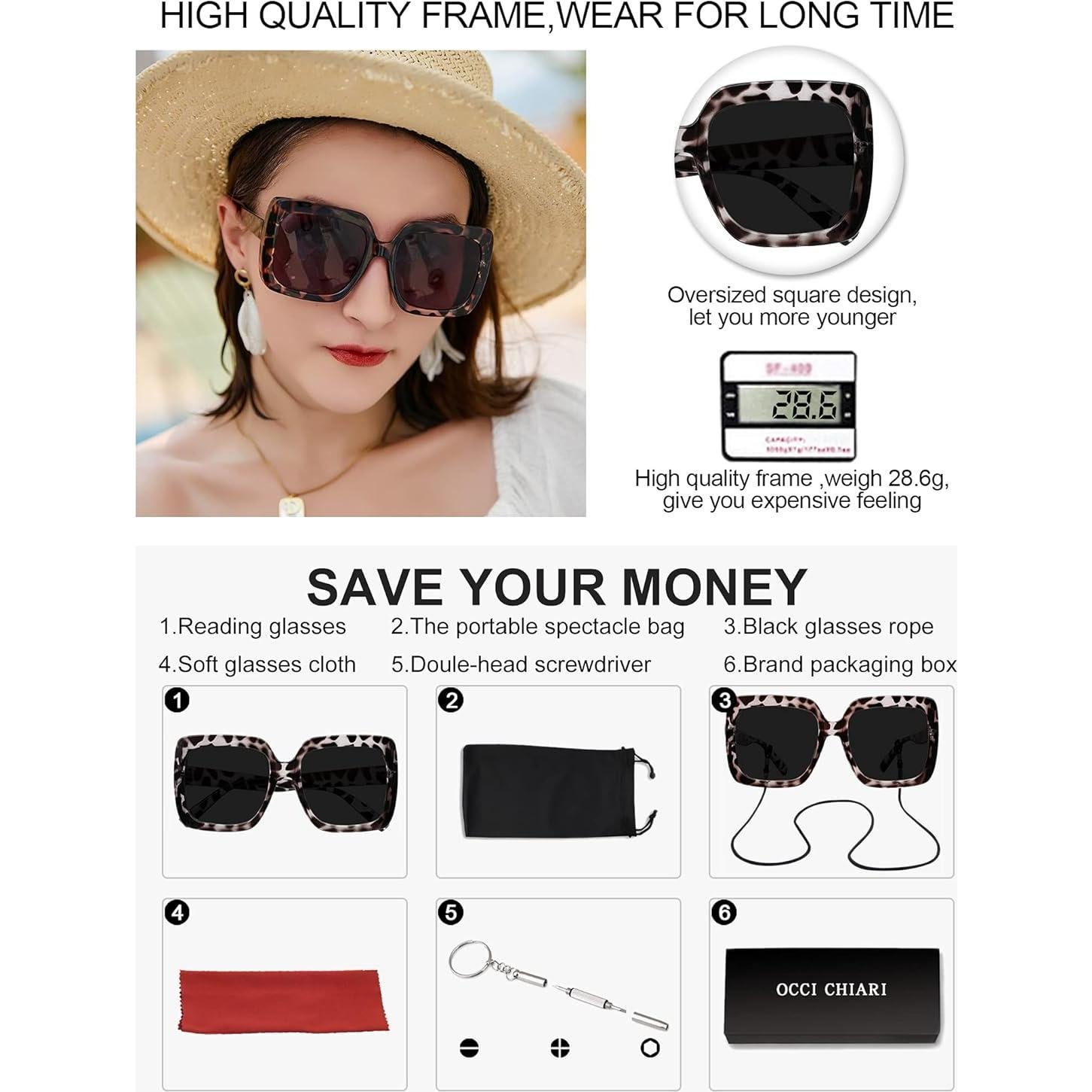 Gafas de sol OCCI CHIARI 1.75 Lentes UV400 para mujeres