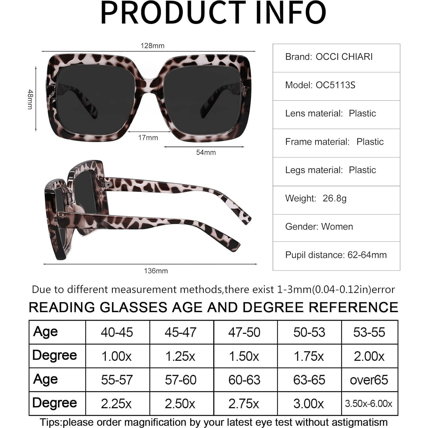 Gafas de sol OCCI CHIARI 1.75 Lentes UV400 para mujeres