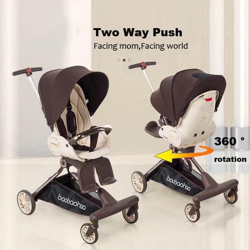 Carrito de bebé Baobaohao marrón 360° reversible plegable