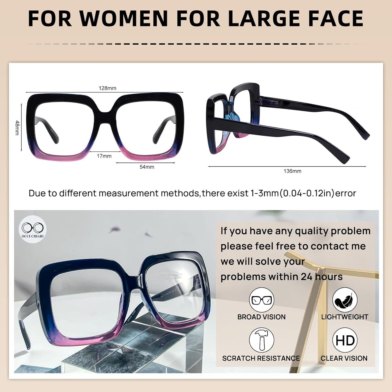 Gafas de Lectura OCCI CHIARI Grandes Azules 2.25x para Mujeres