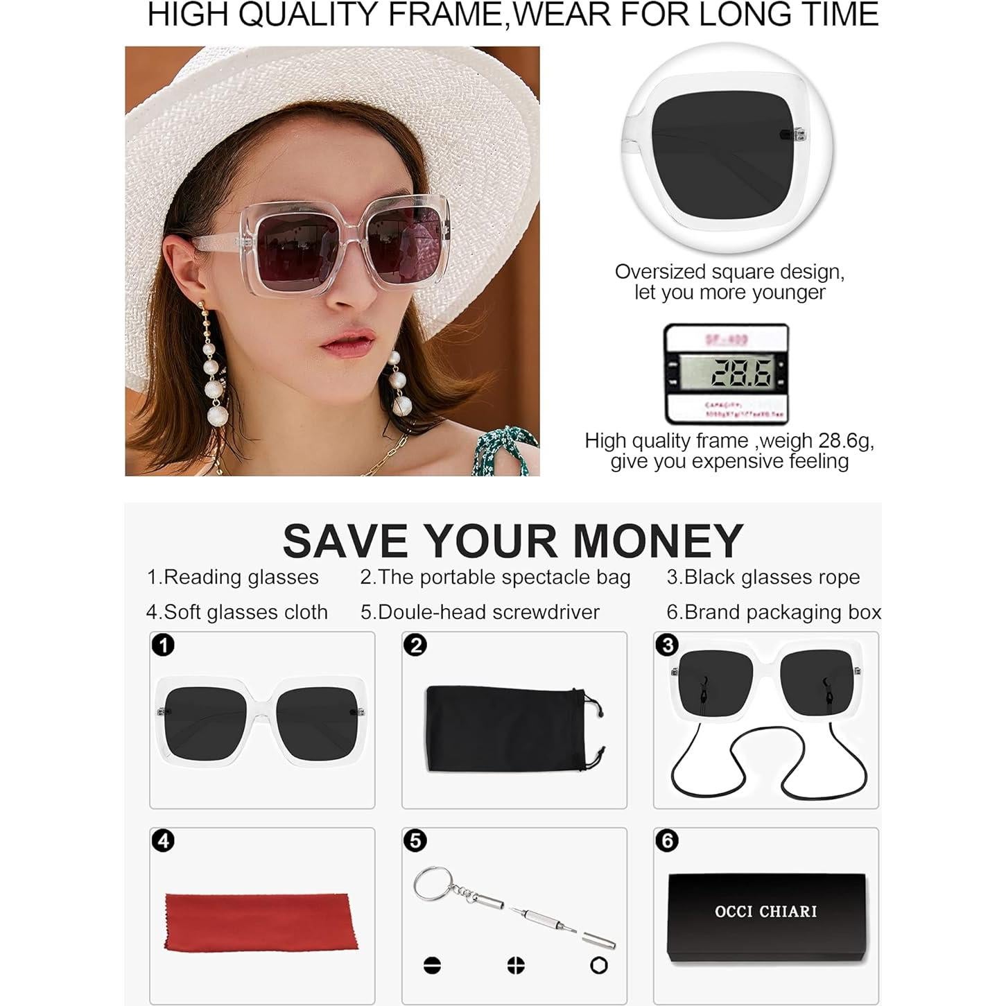 Gafas de sol OCCI CHIARI 3.0 UV400 para mujeres grandes