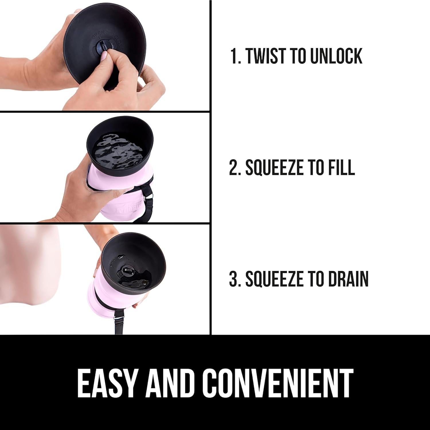 Botella de Agua para Perros GORILLA GRIP 473 ml Rosa