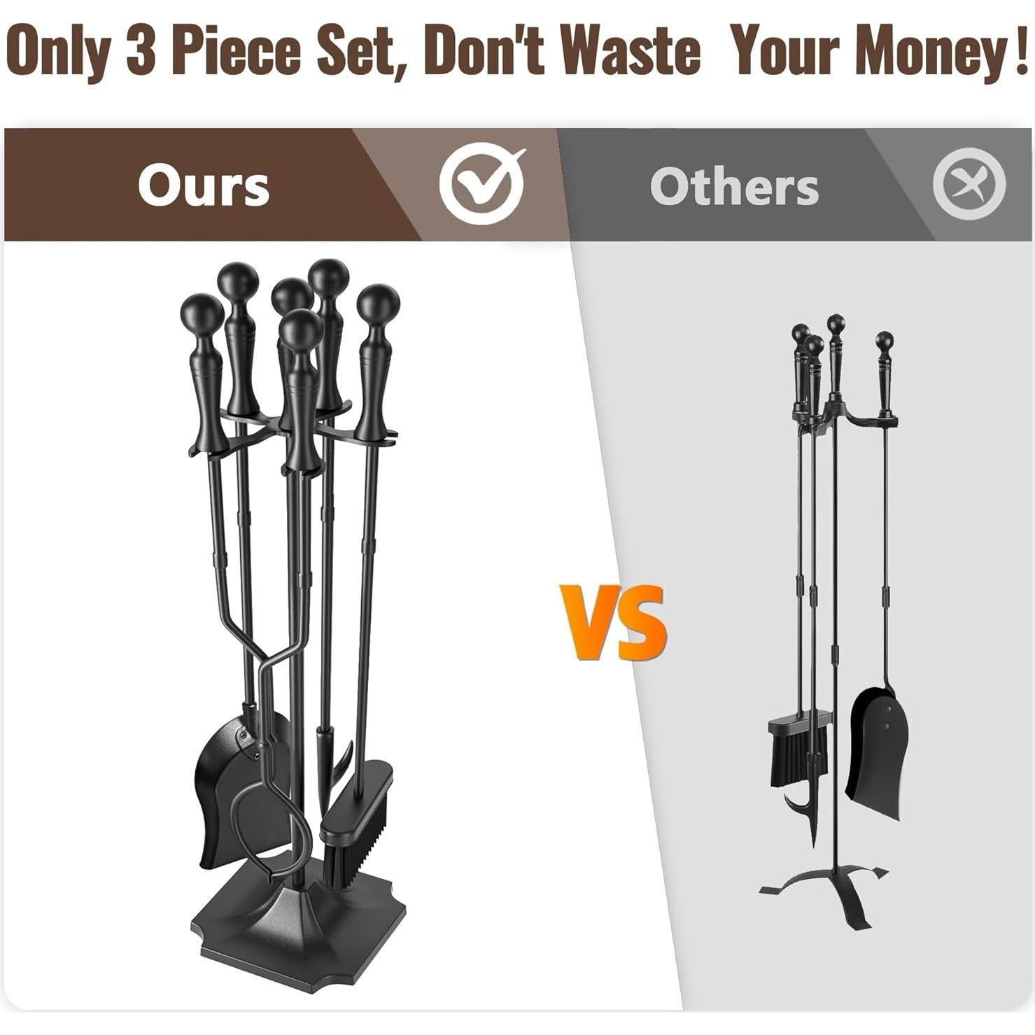 Juego de Herramientas para Chimenea AMAGABELI 5 Piezas Hierro Forjado