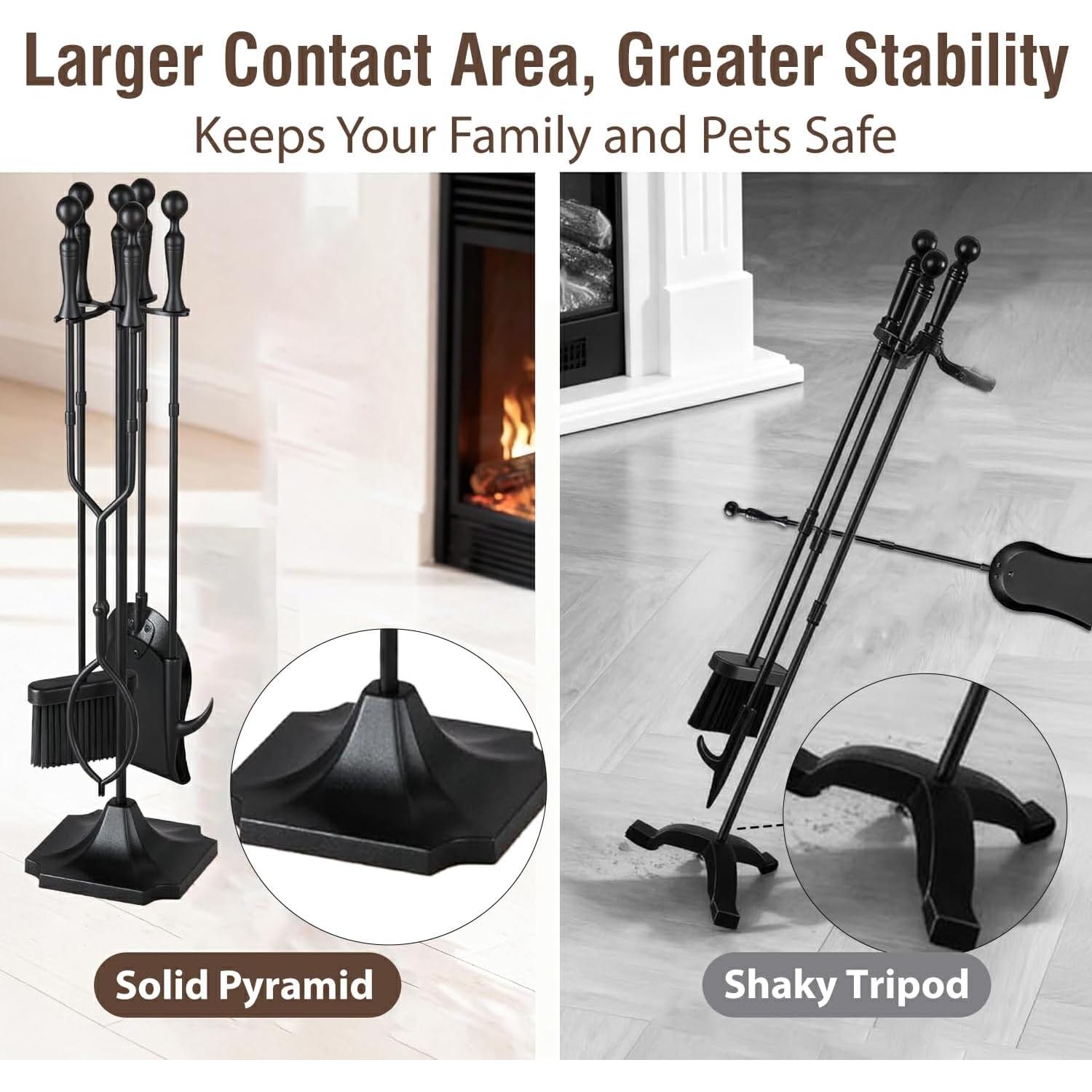 Juego de Herramientas para Chimenea AMAGABELI 5 Piezas Hierro Forjado