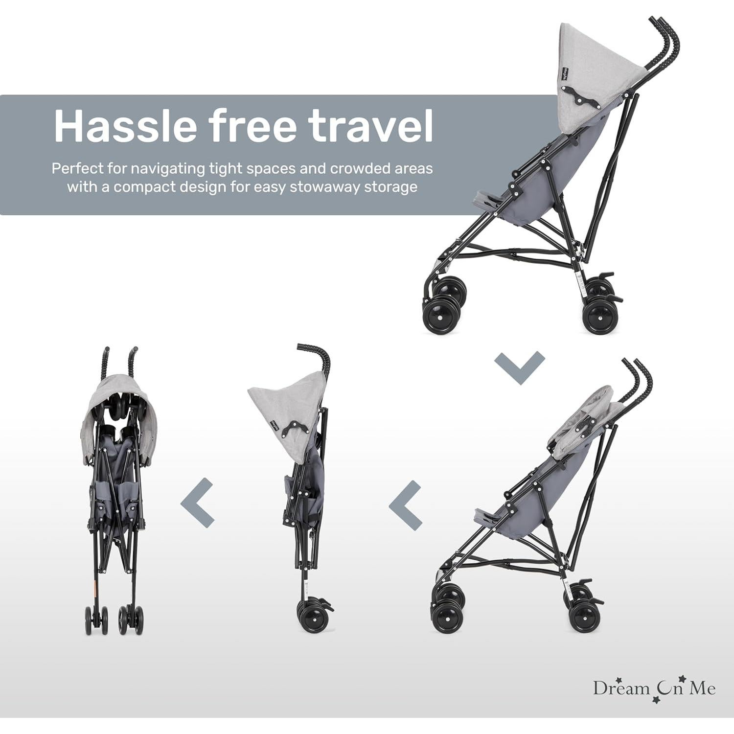 Carrito de Paseo Dream On Me Aero Travel Plegable Gris