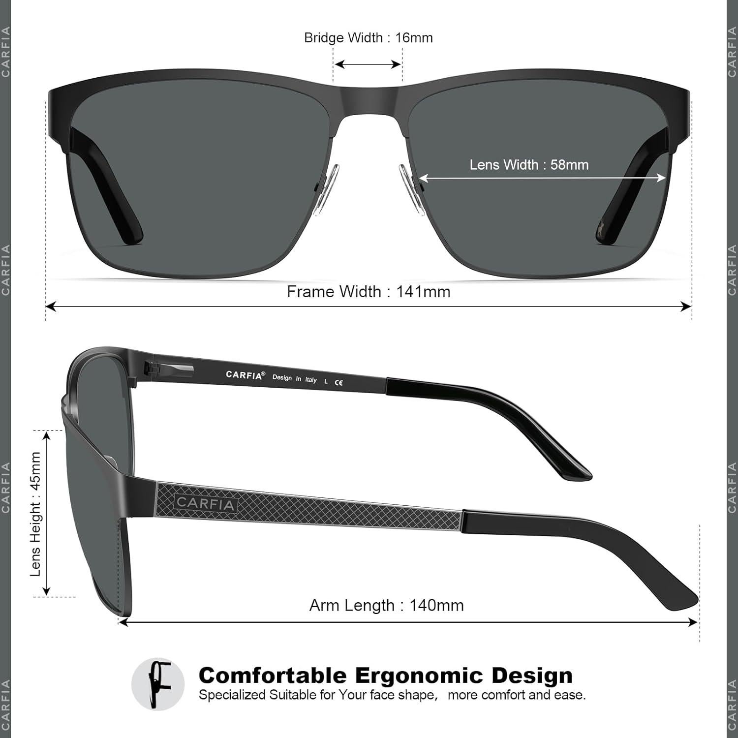 Gafas de sol CARFIA metálicas polarizadas UV400 para hombres