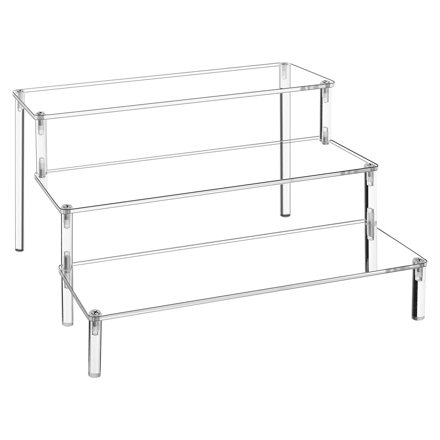 Soporte de Exhibición Acrílico 3 Niveles Transparente 27.94x10.16cm