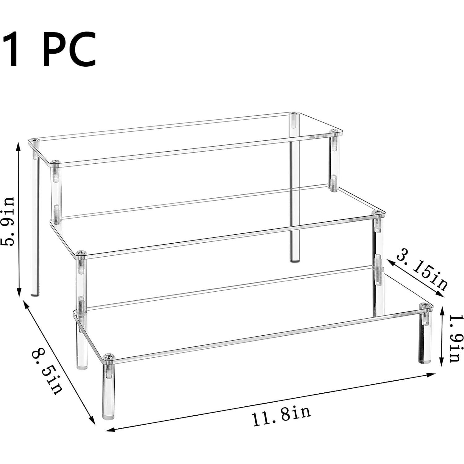 Soporte de Exhibición Acrílico 3 Niveles Transparente 27.94x10.16cm